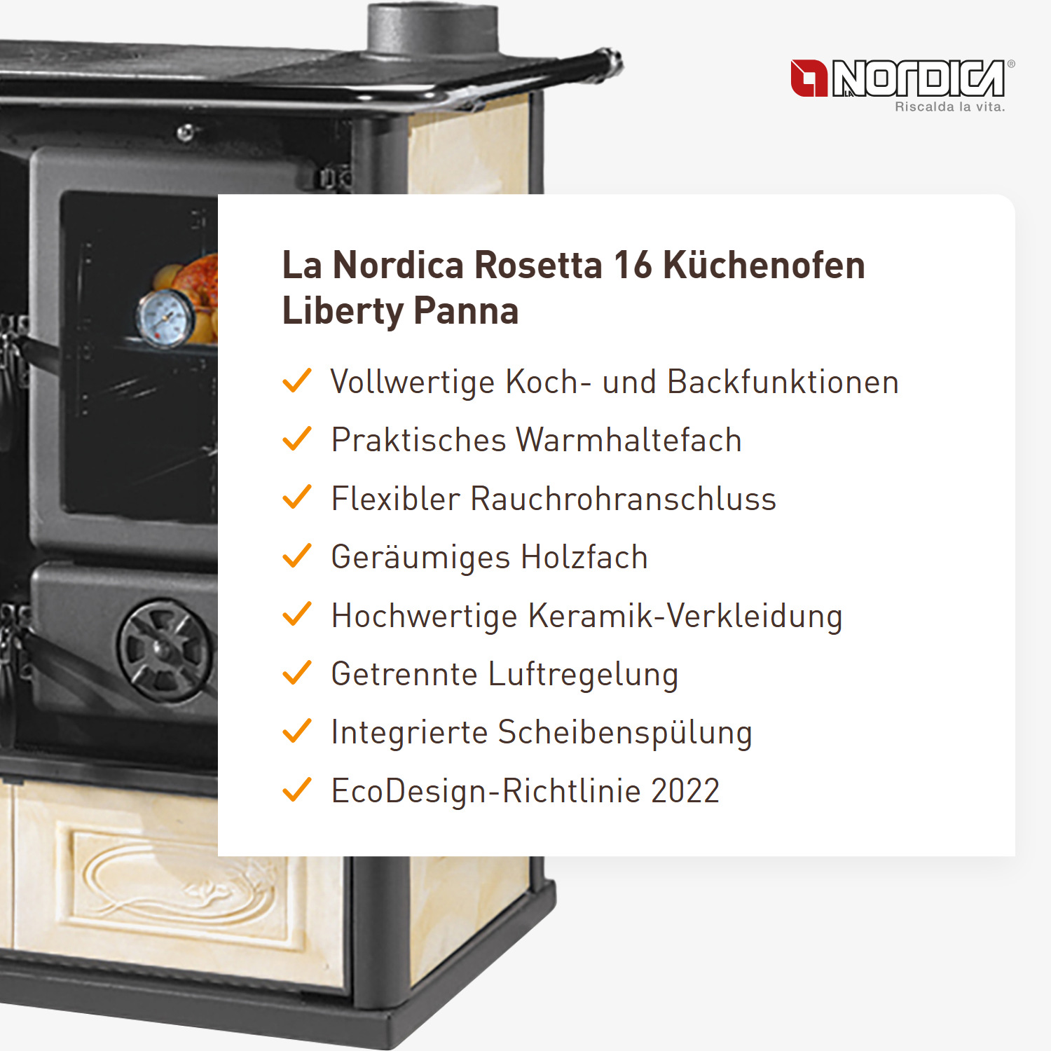 La Nordica Rosetta 16 Küchenofen Liberty Panna