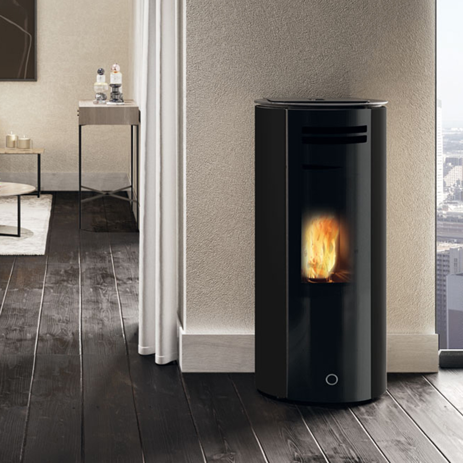 EK63 Spy 110+ Evo Pelletofen Stahl schwarz RR hinten