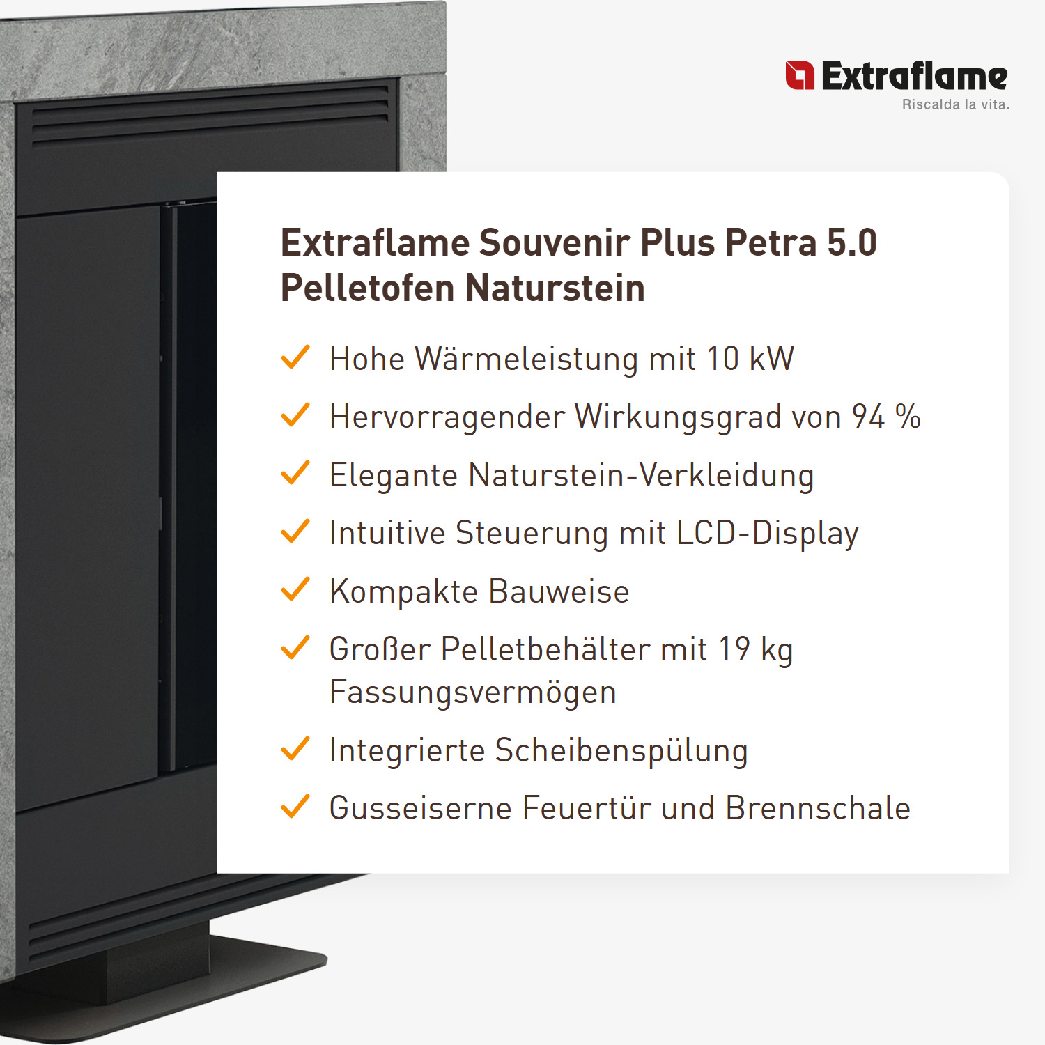 Extraflame Souvenir Plus Petra 5.0 Pelletofen Naturstein