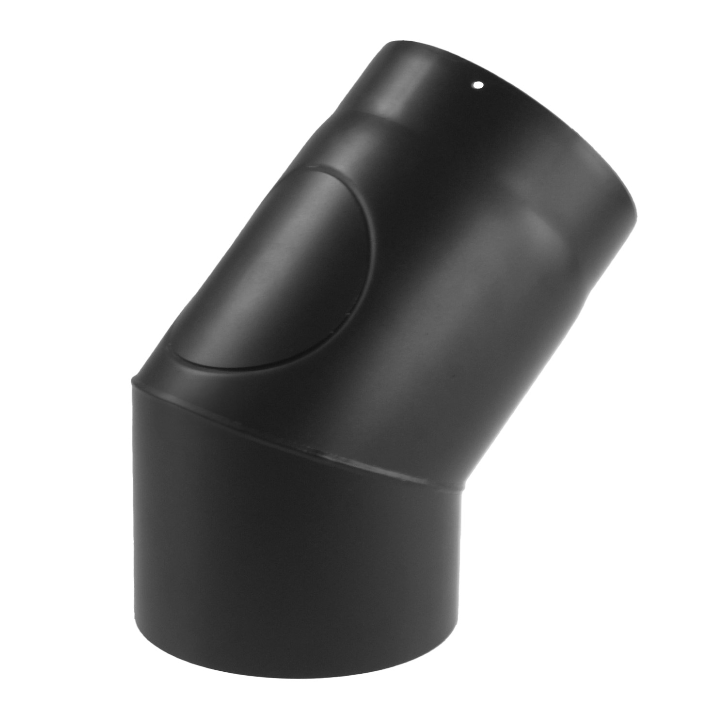 Raik Basic Rauchrohrbogen 180mm schwarz 45° mit Tür für Rauchrohr / Ofenrohr