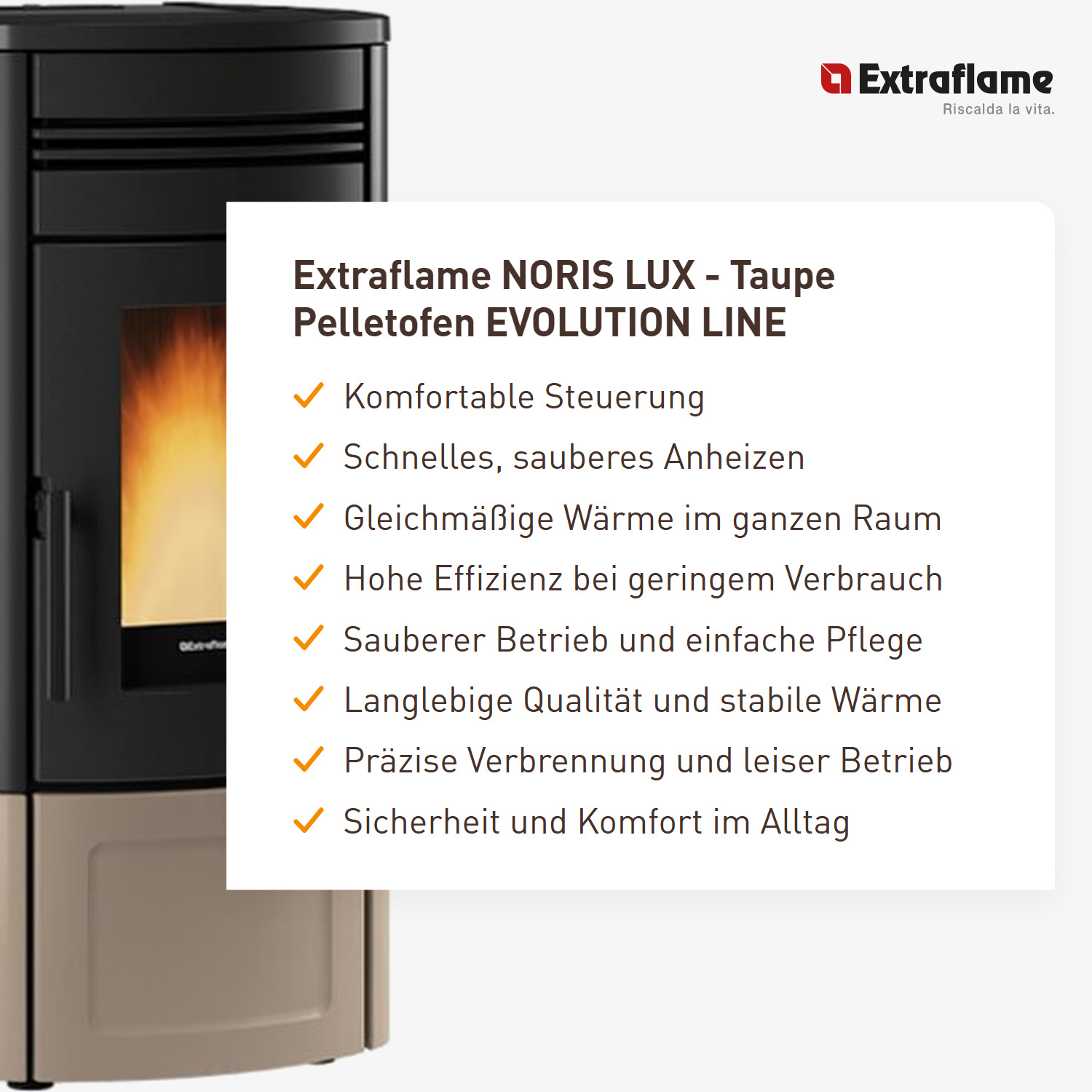 Extraflame NORIS LUX - Taupe Pelletofen EVOLUTION LINE