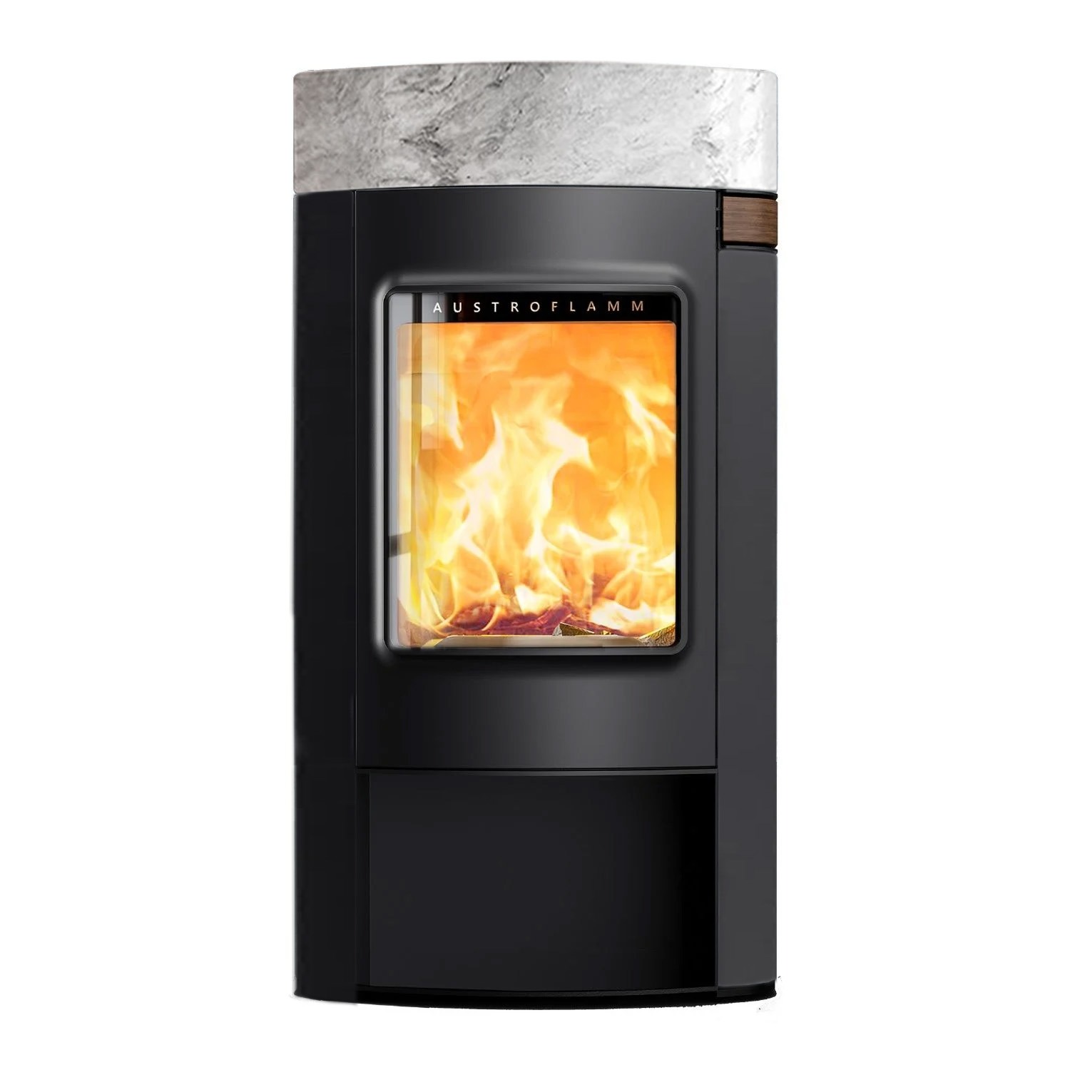 Austroflamm Elise Kaminofen Stahl schwarz, Natursteindeckel Marble Grey Clouds