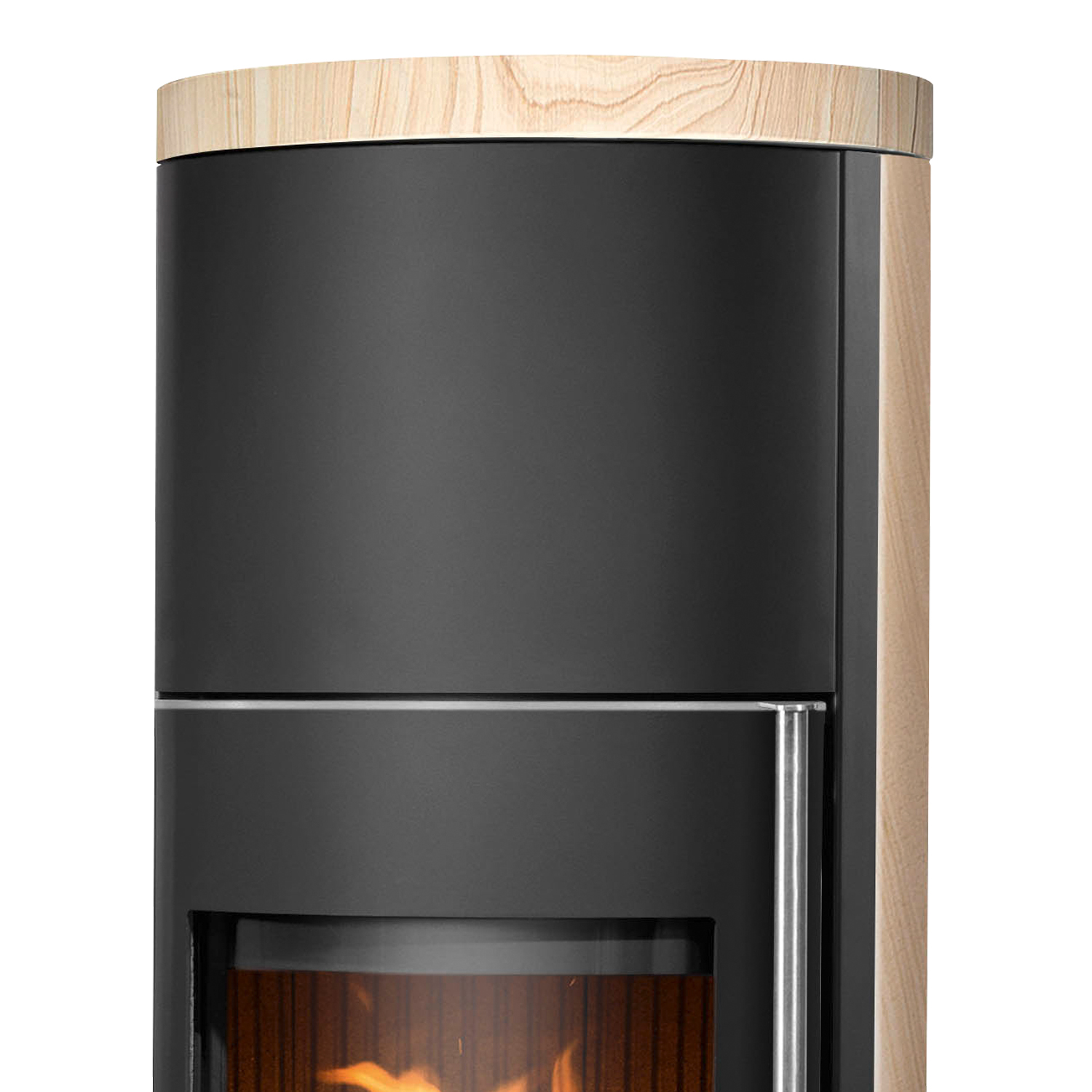 Justus Faro W+ 2.0 Poêle à bois acier noir avec habillage en grès