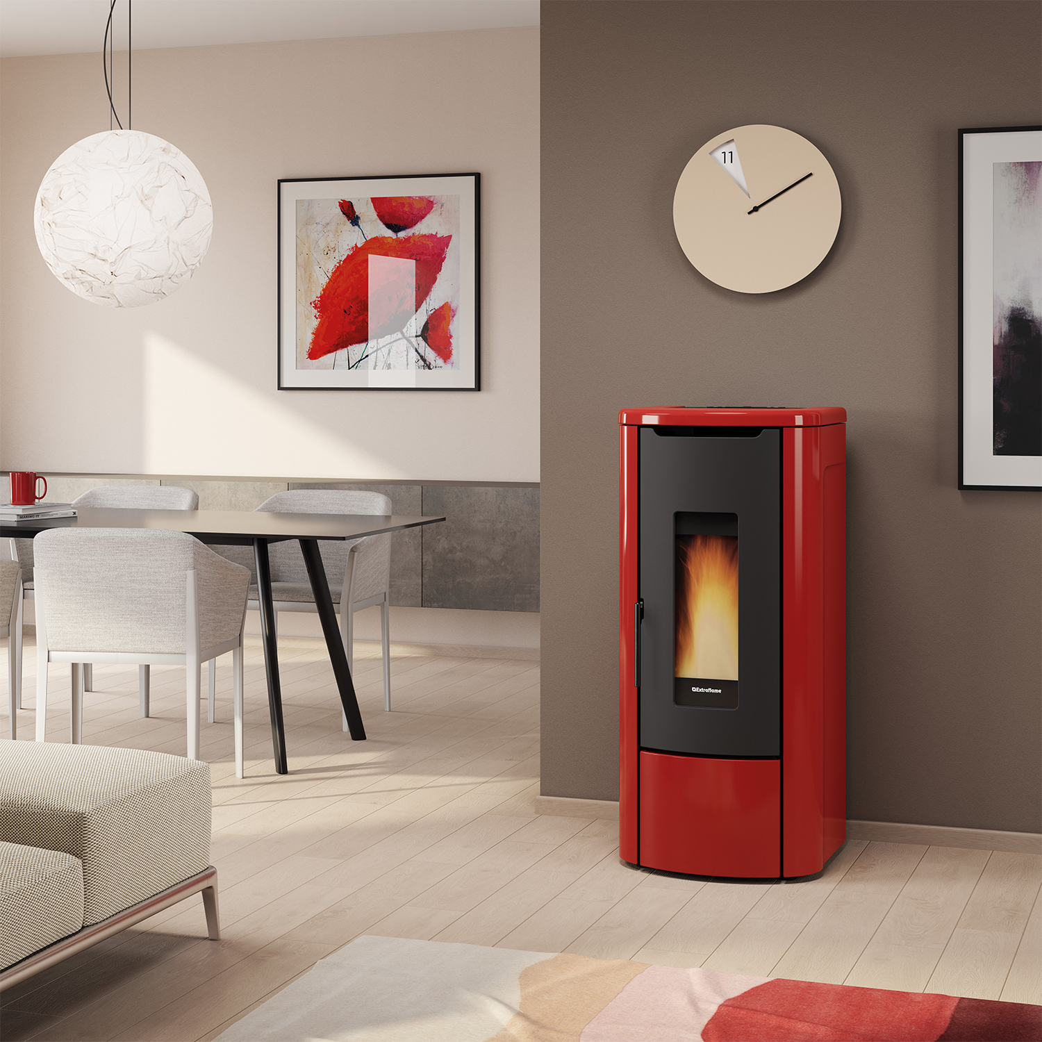 Extraflame ROSANNA IDRO 5.0 - Bordeauxrot wassergeführter Pelletofen EVOLUTION LINE