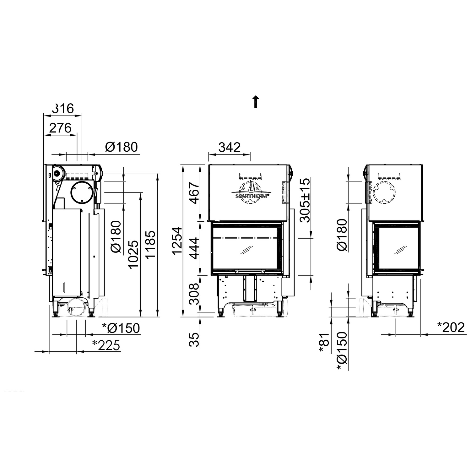Spartherm Varia 2L-62h RLU Kamineinsatz 180 mm RR