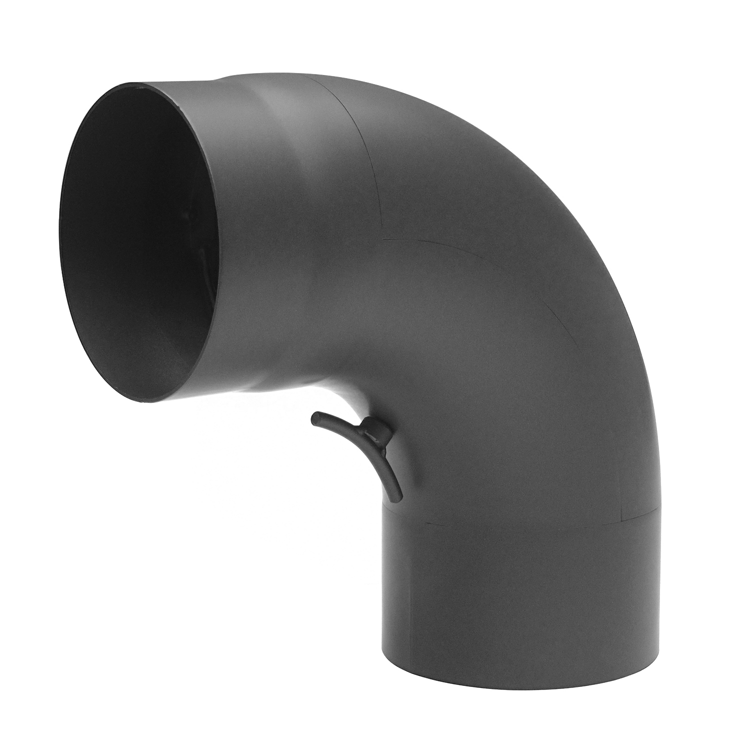 Raik Basic Rauchrohrbogen 150mm gussgrau 90° gezogen mit Tür für Rauchrohr / Ofenrohr