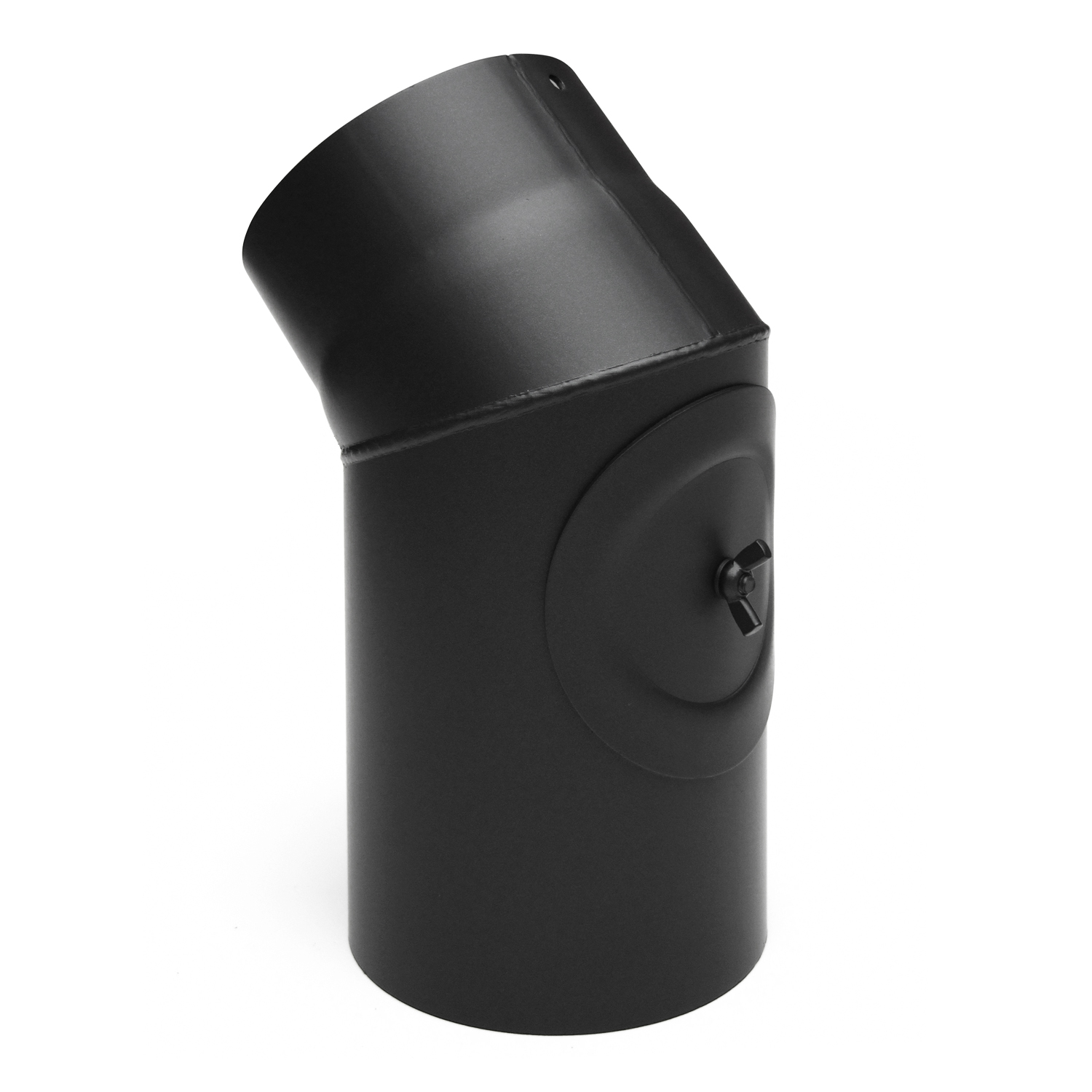 Raik Basic Rauchrohrbogen 120mm schwarz 45° mit Tür für Rauchrohr / Ofenrohr