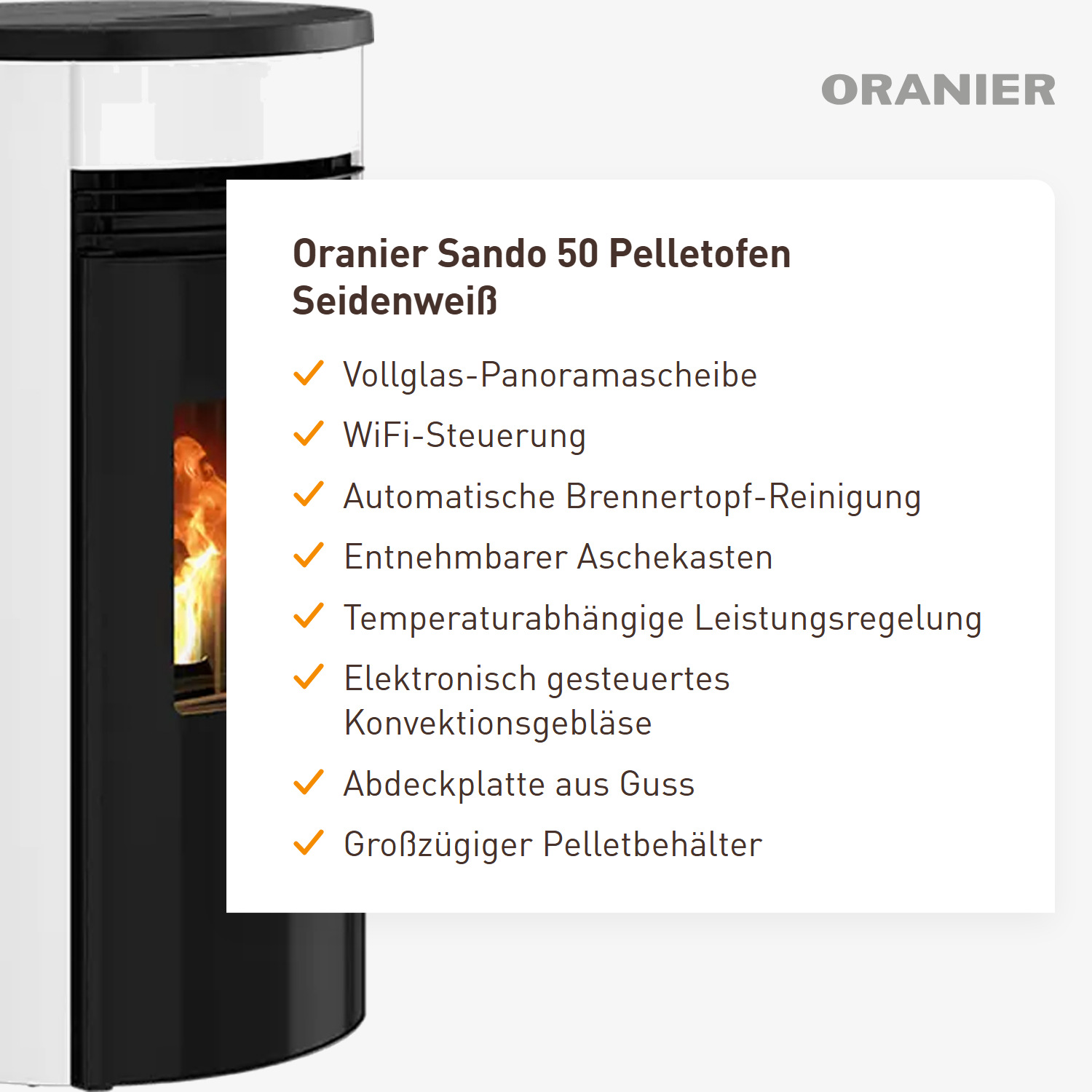 Oranier Sando 50 Pelletofen Seidenweiß