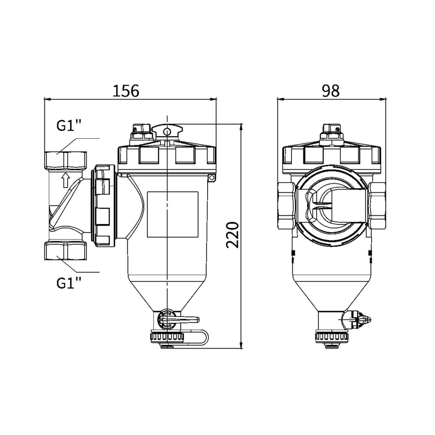 Afriso Séparateur de boues magnétique ADS 160 avec cyclone et filtre à impuretés intégré