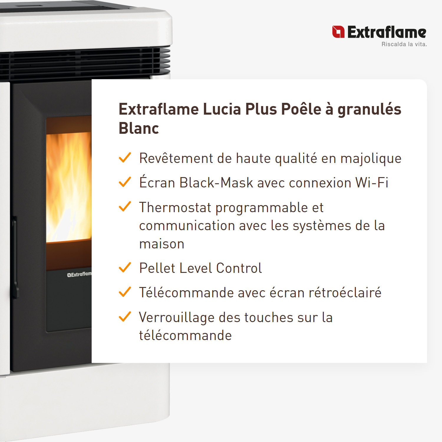 Extraflame Lucia Plus poêle à granulés blanc