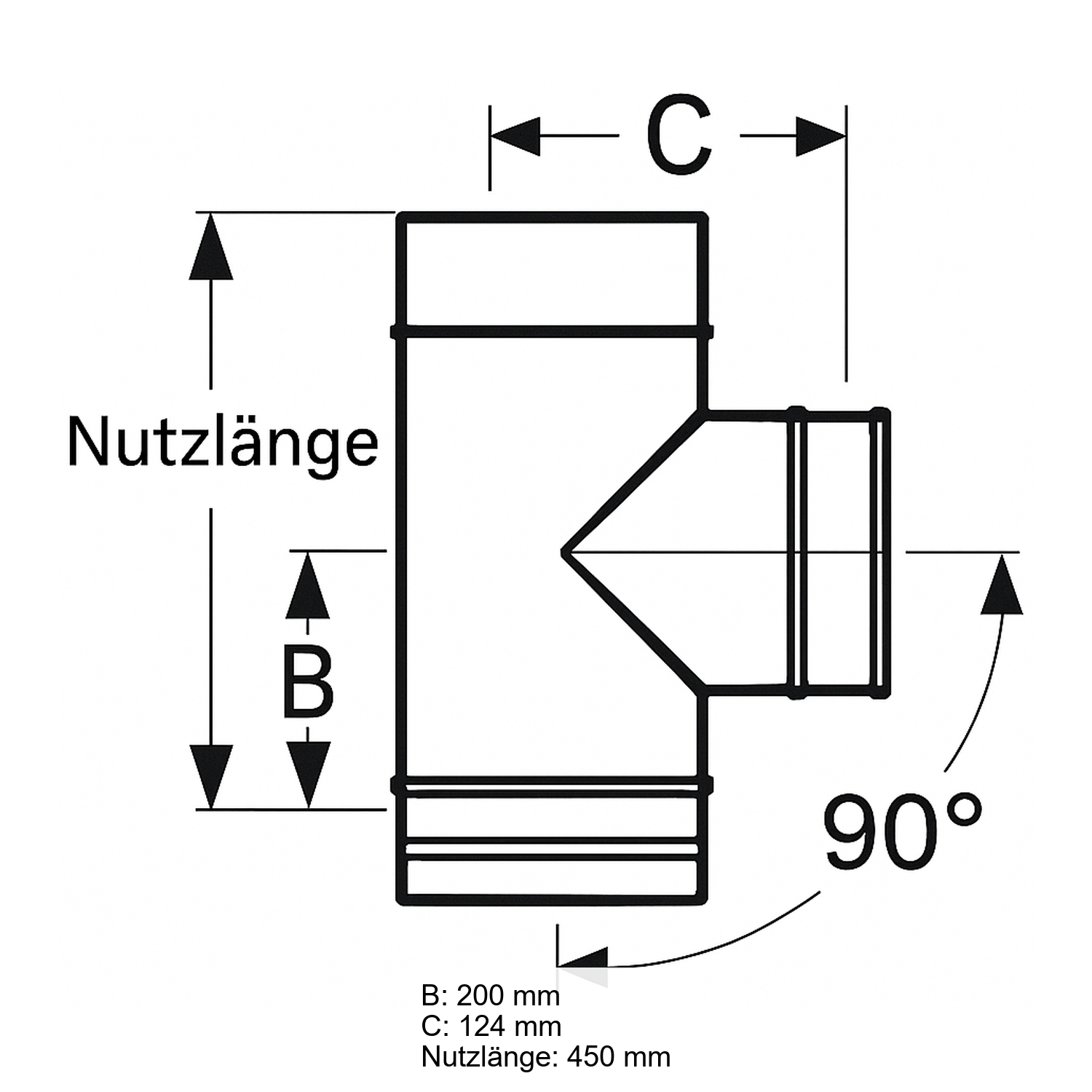 Schiedel PRIMA PLUS raccordement tuyaux 90° Ø180 mm simple paroi mat