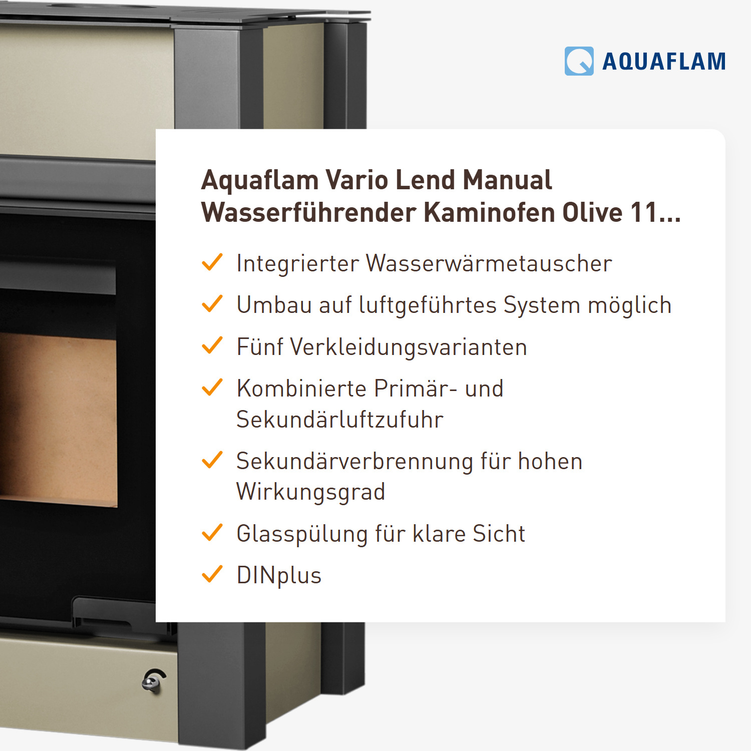 Aquaflam Vario Lend Manual Wasserführender Kaminofen Olive 11/5 kW