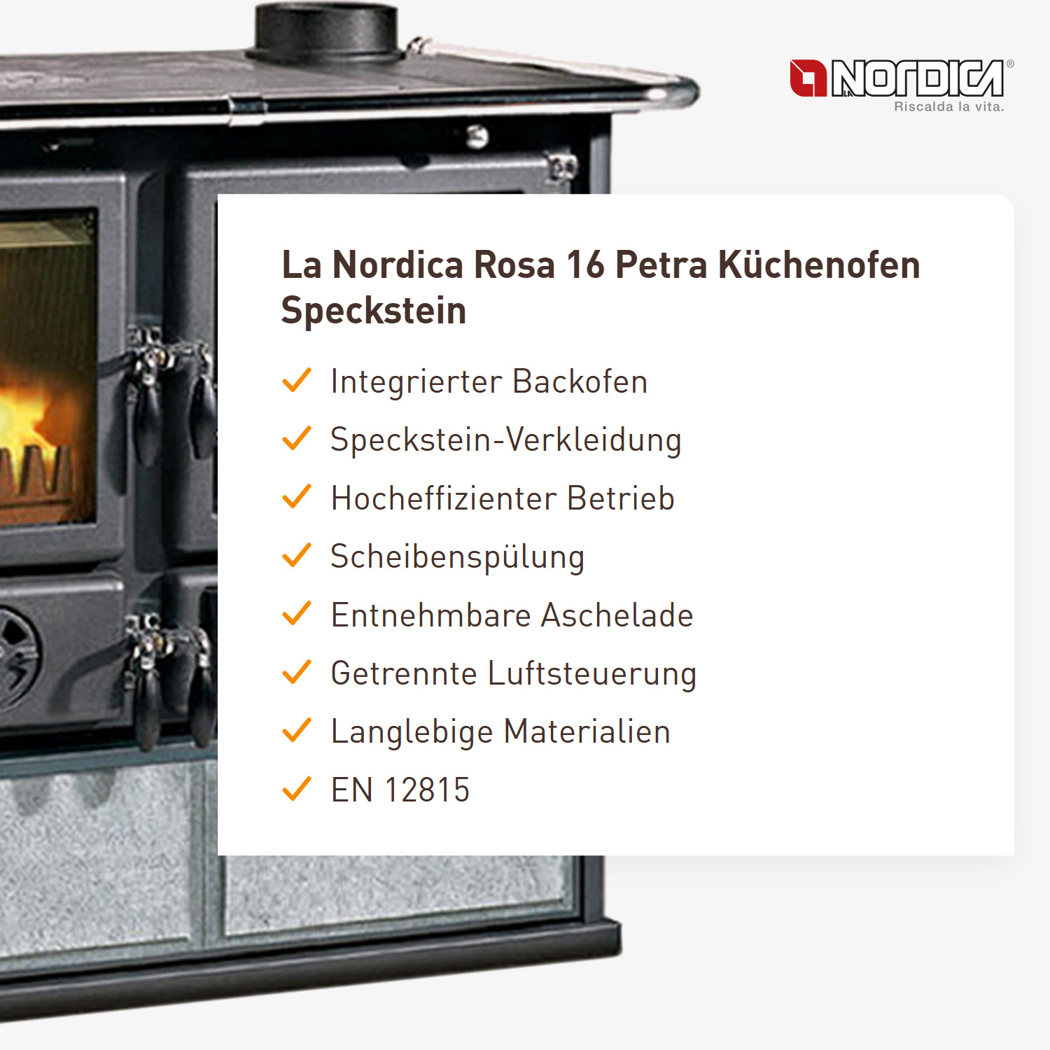 La Nordica Rosa 16 Petra Küchenofen Speckstein