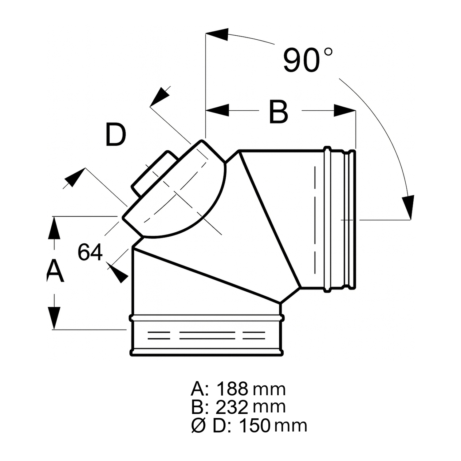 Schiedel ICS coude 90° Ø200 mm avec trappe de révision pour huile & gaz double paroi brillant
