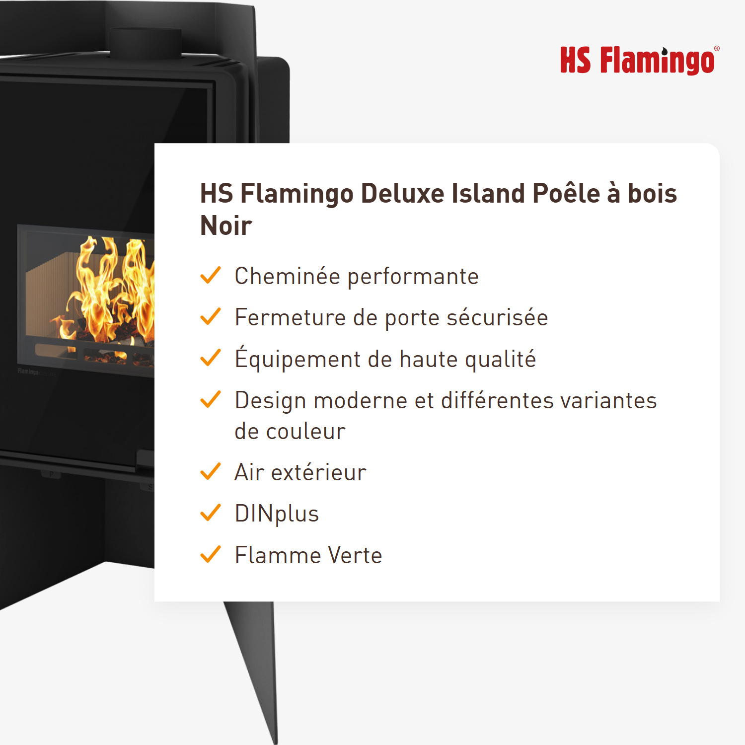 Poêle à bois HS Flamingo Deluxe Island Noir