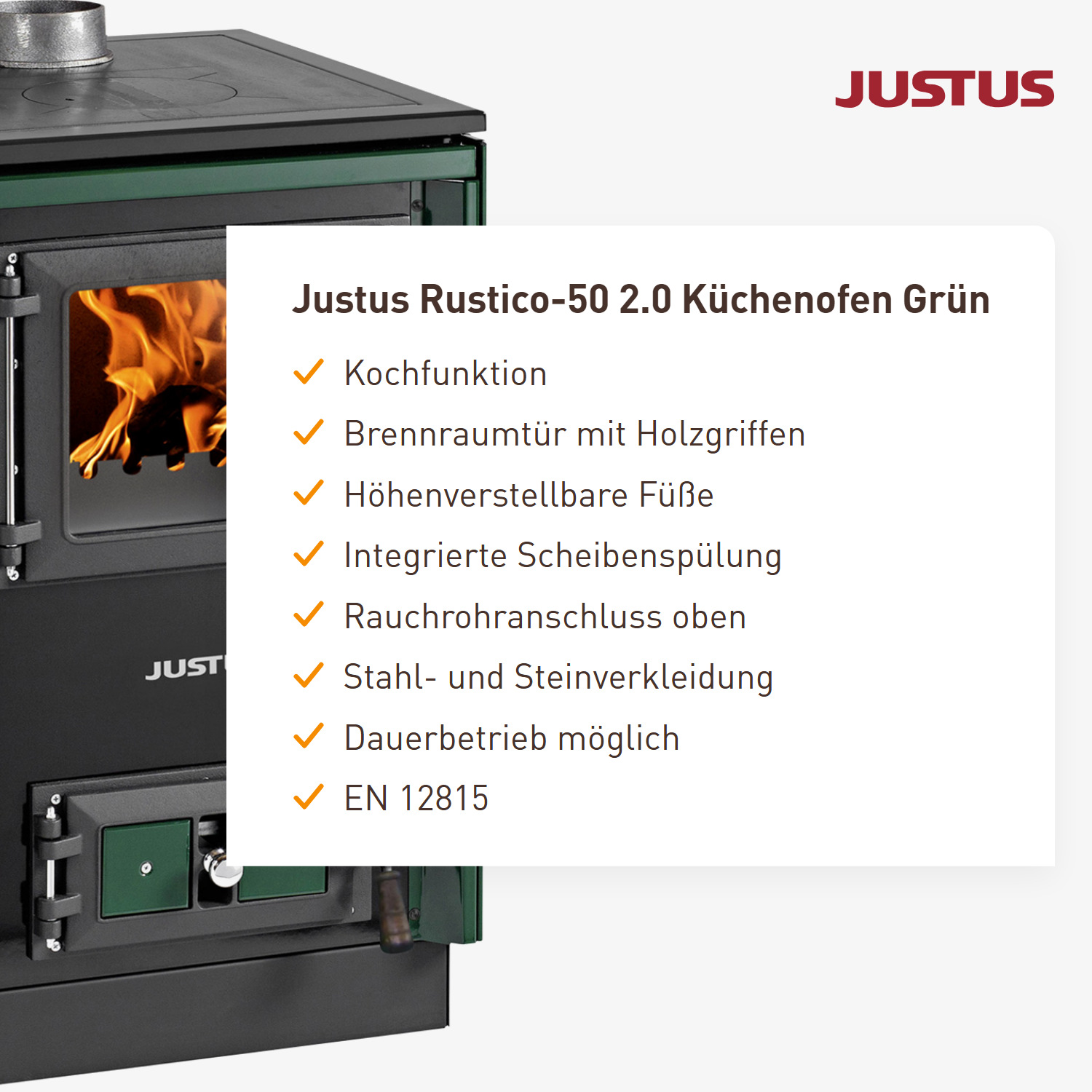 Justus Rustico-50 2.0 Küchenofen Grün