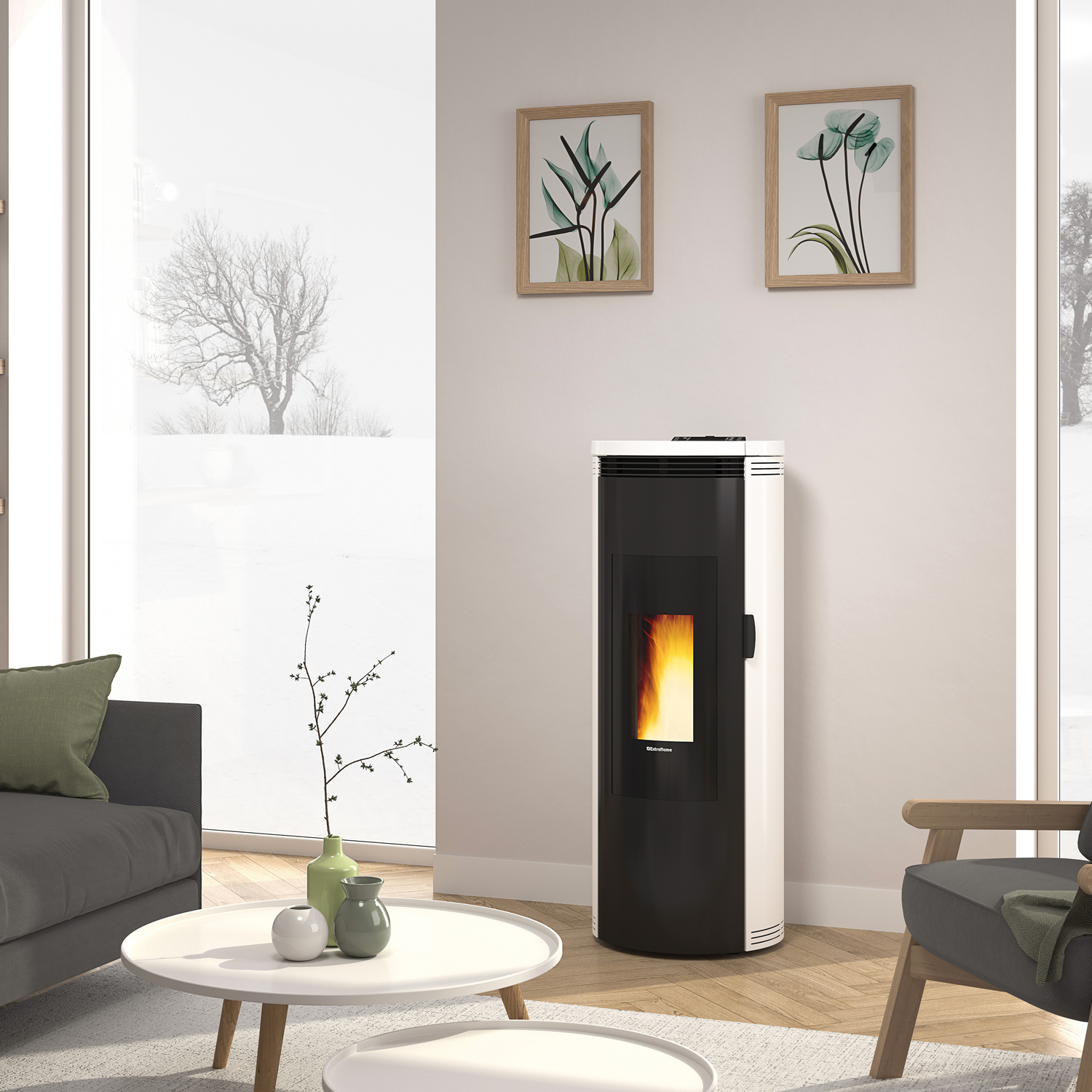 Extraflame Amika 16 poêle à granulés blanc