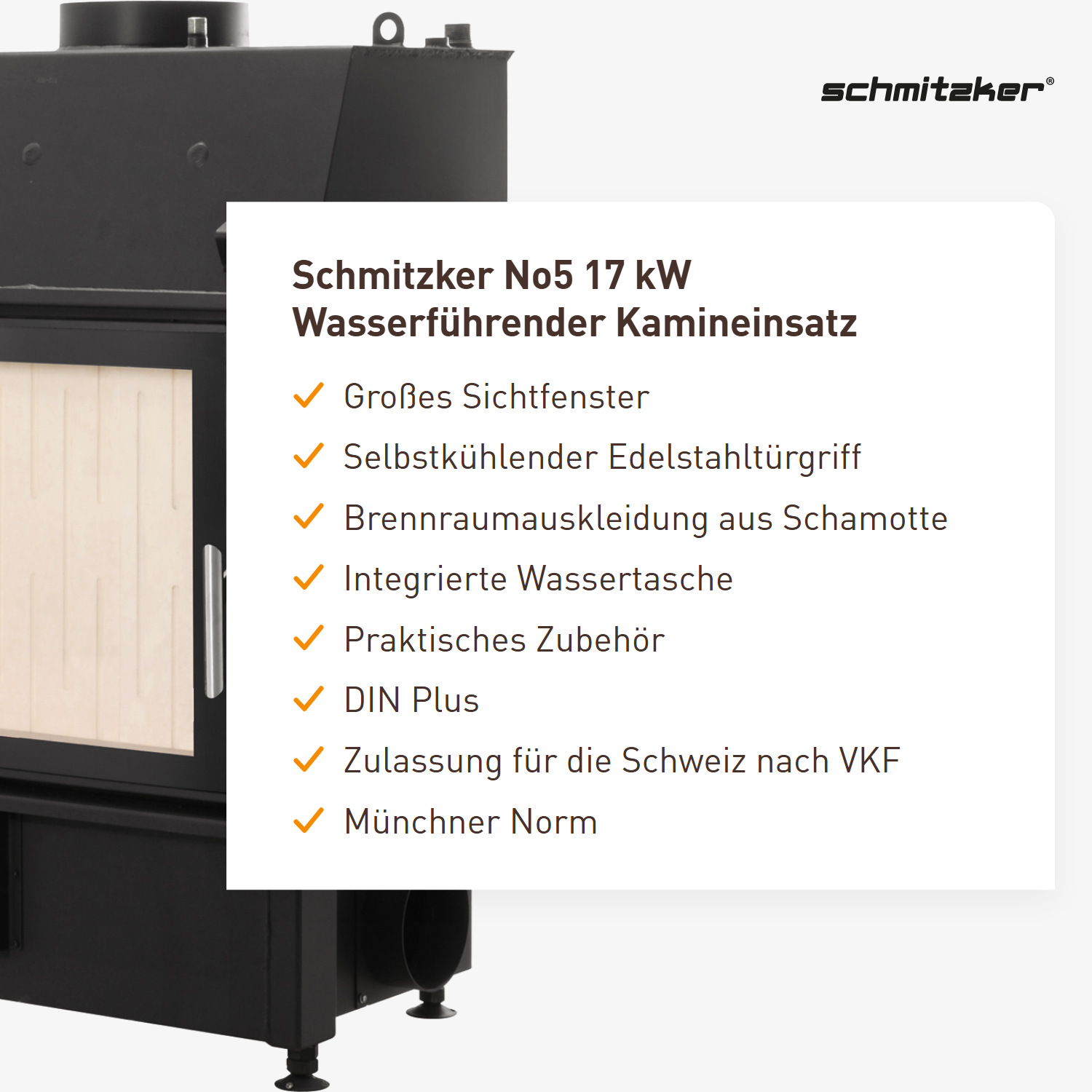 Schmitzker No5 17 kW Wasserführender Kamineinsatz