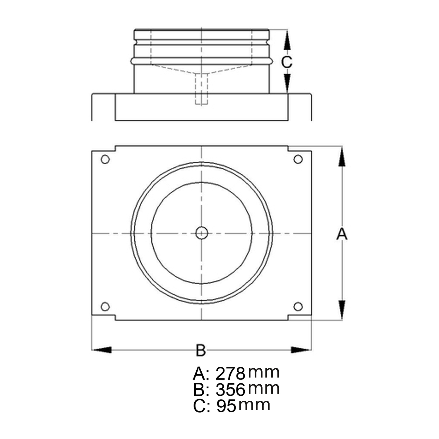 Schiedel ICS Grundplatte Ø180 mm mit Ablauf unten doppelwandig glänzend