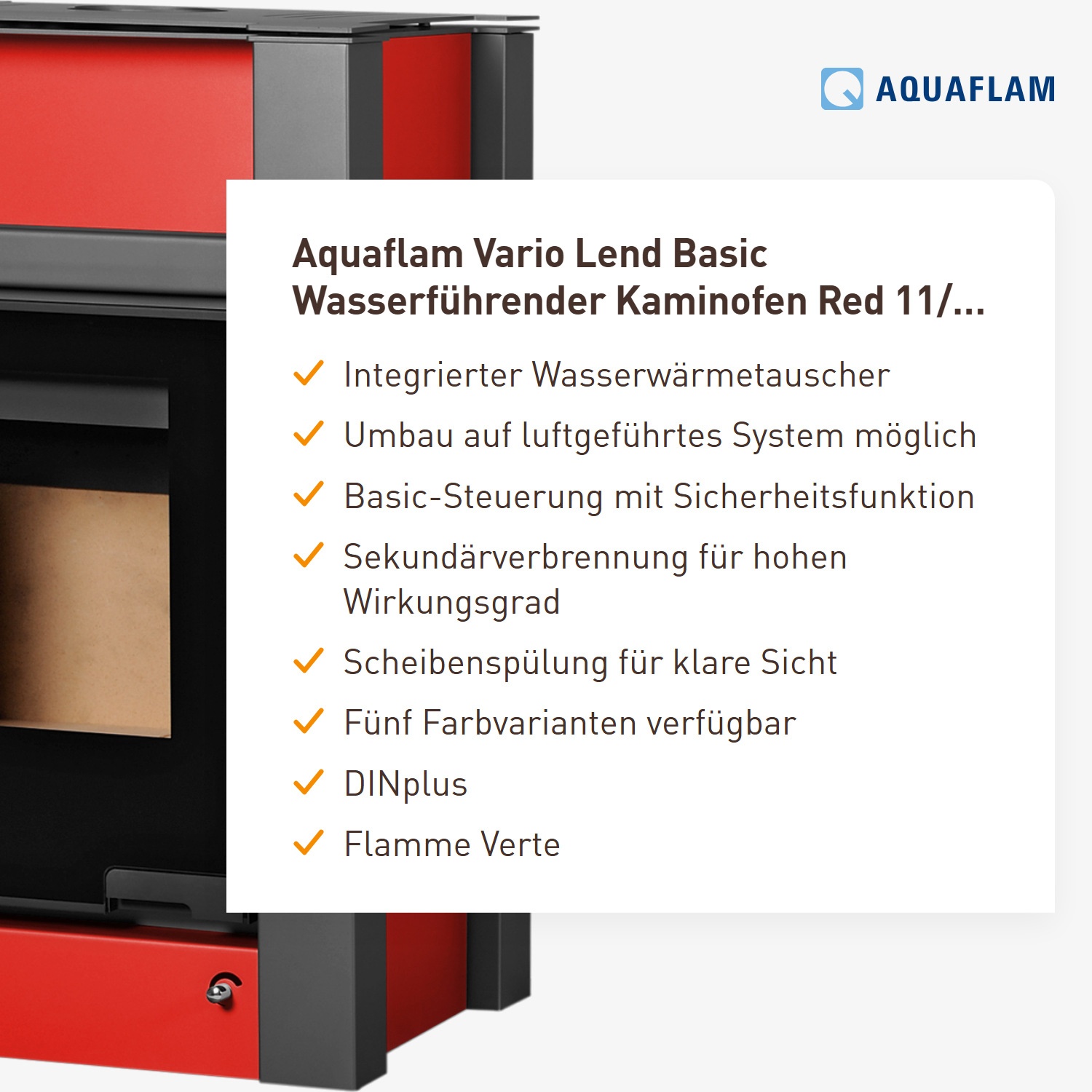 Aquaflam Vario Lend Basic Wasserführender Kaminofen Red 11/7 kW