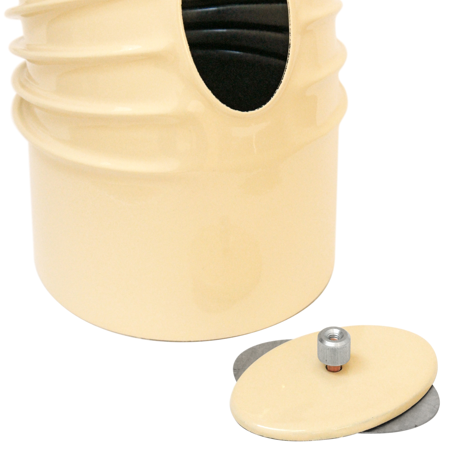 Coude de tuyau de poêle émaillé 120 mm - Coude à 45° nervuré ivoire avec ouverture de nettoyage