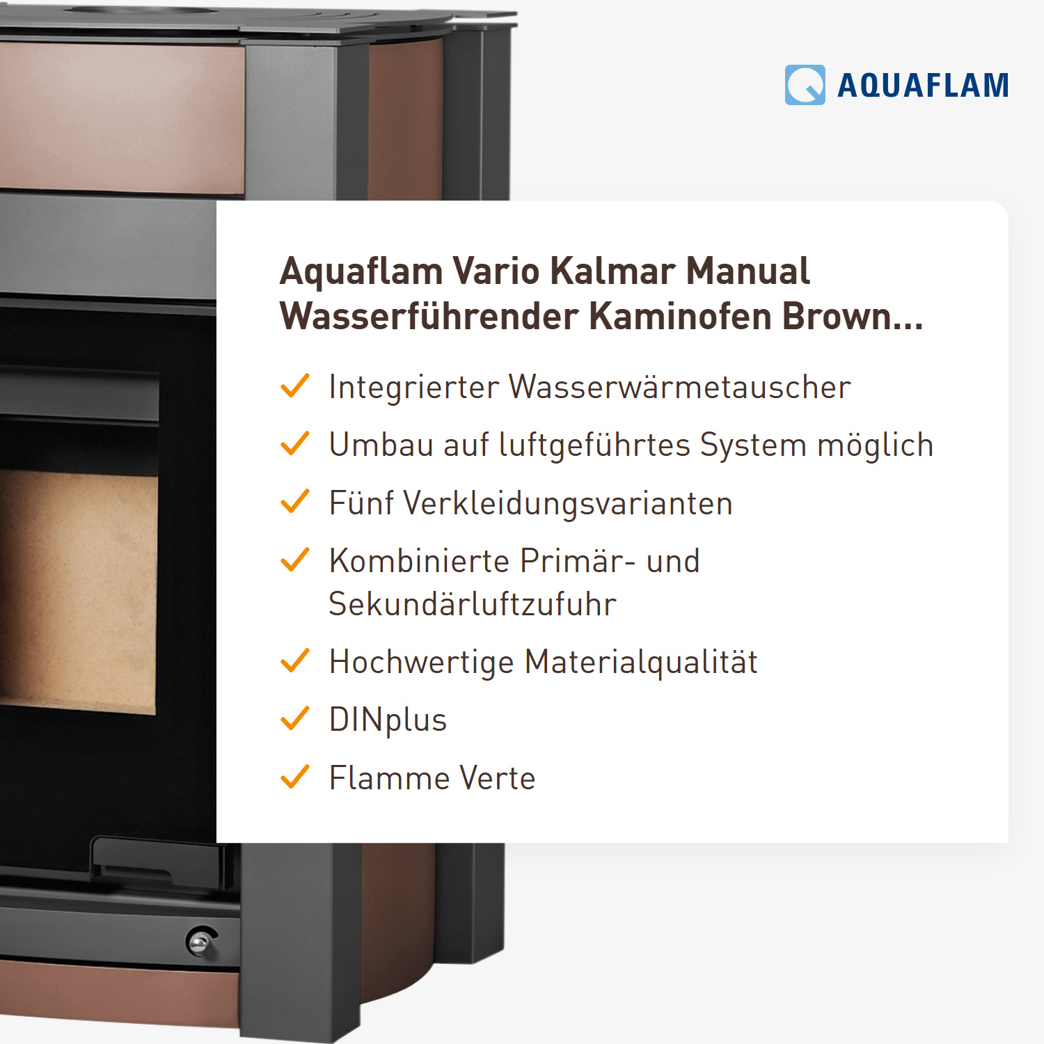 Aquaflam Vario Kalmar Manual Wasserführender Kaminofen Brown 11/5 kW