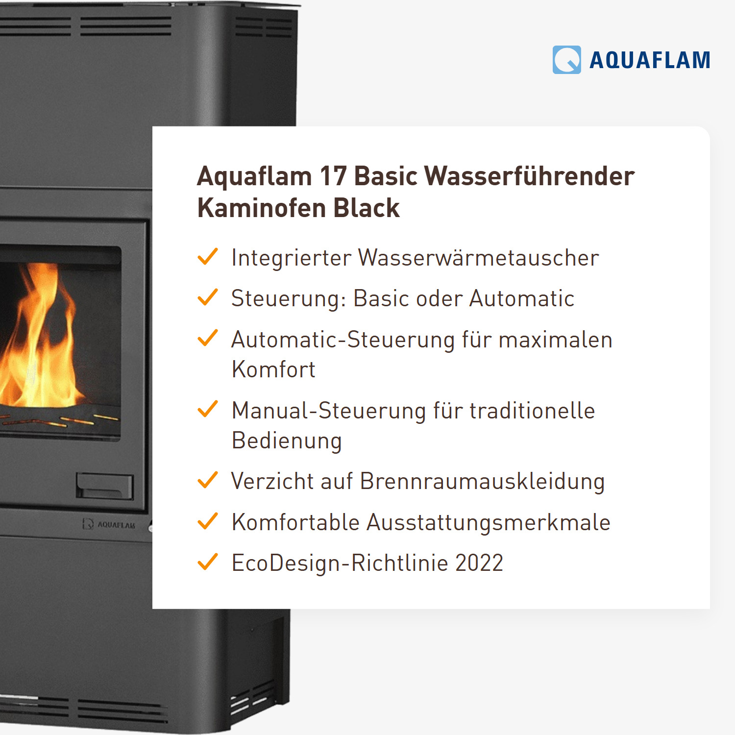 Aquaflam 17 Basic Wasserführender Kaminofen Black