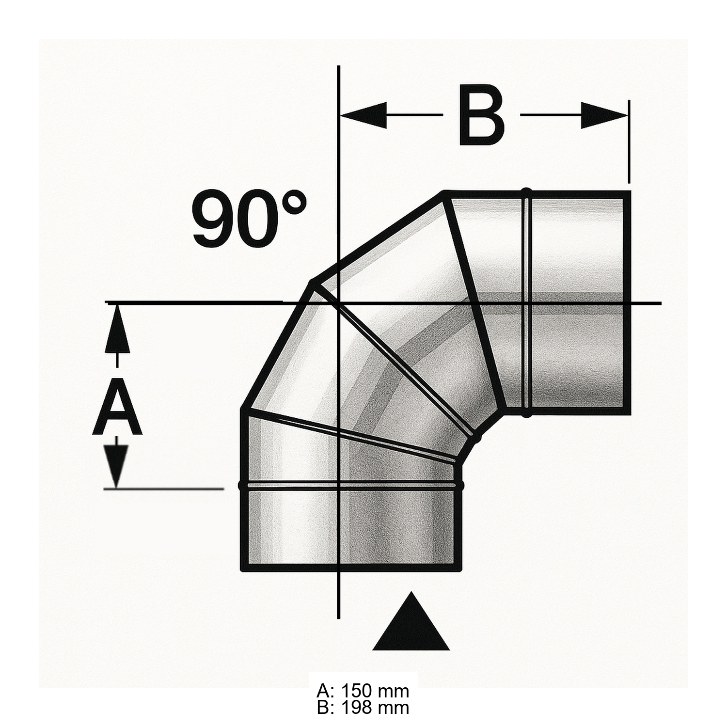 Schiedel PRIMA PLUS coude 90° Ø150 mm simple paroi mat