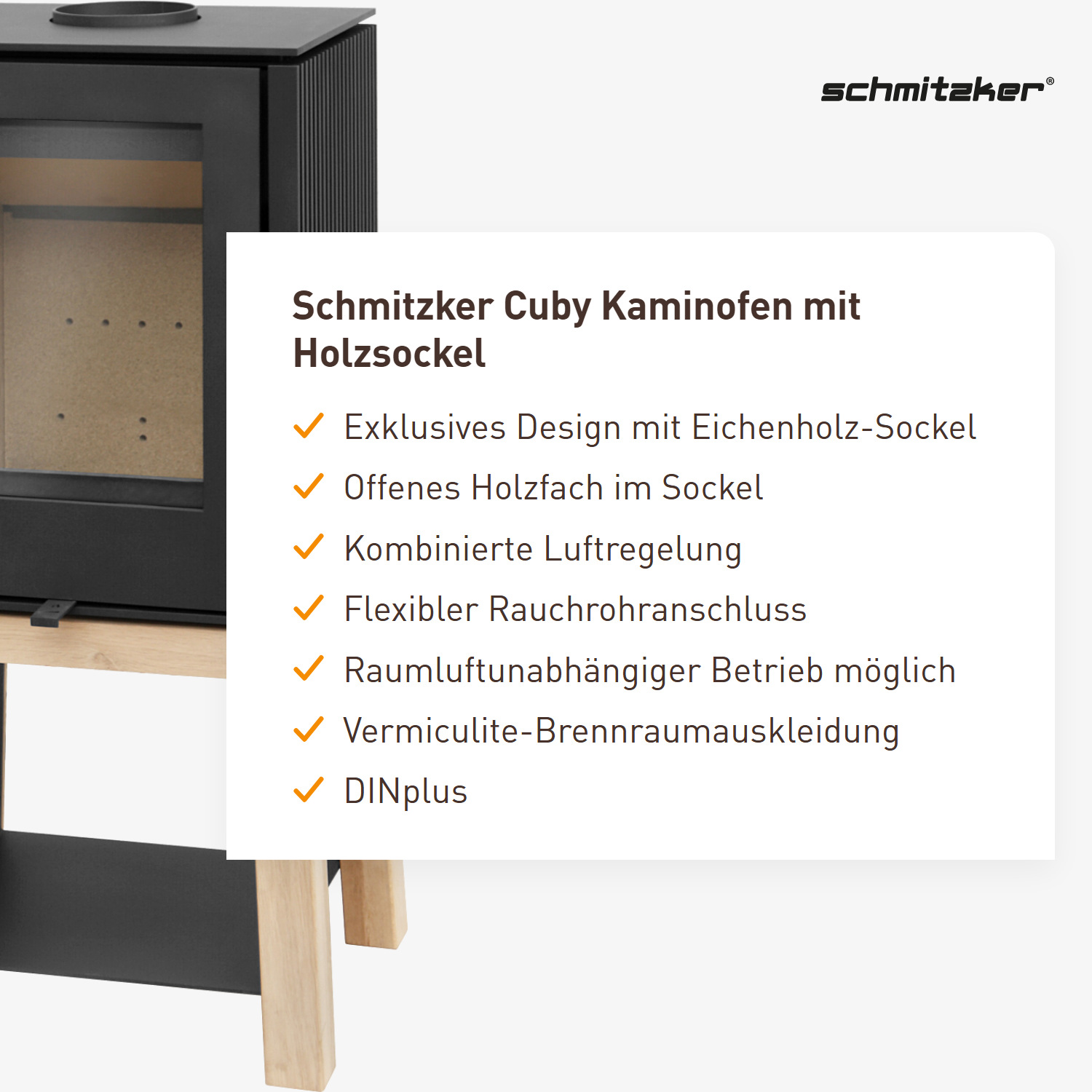 Schmitzker Cuby Kaminofen mit Holzsockel