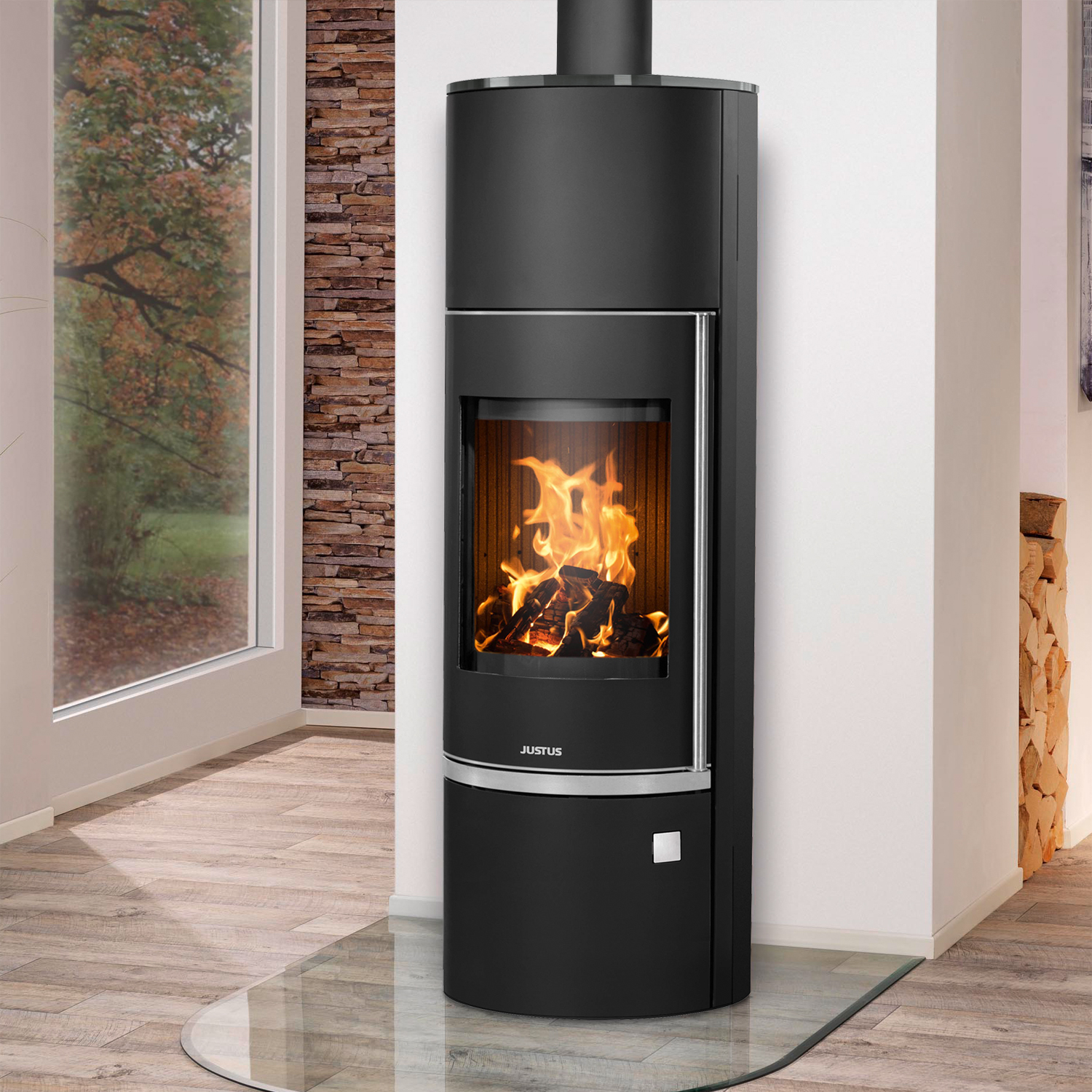 Justus Faro Aqua 2.0 wasserführender Kaminofen Stahl Schwarz