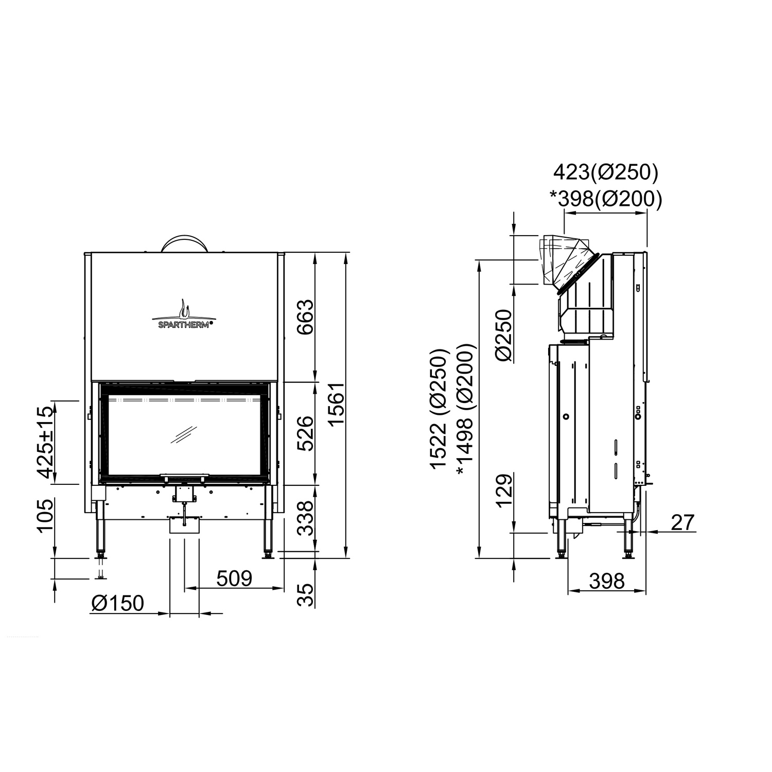 Spartherm Varia 1V-87h Kamineinsatz 200 mm RR