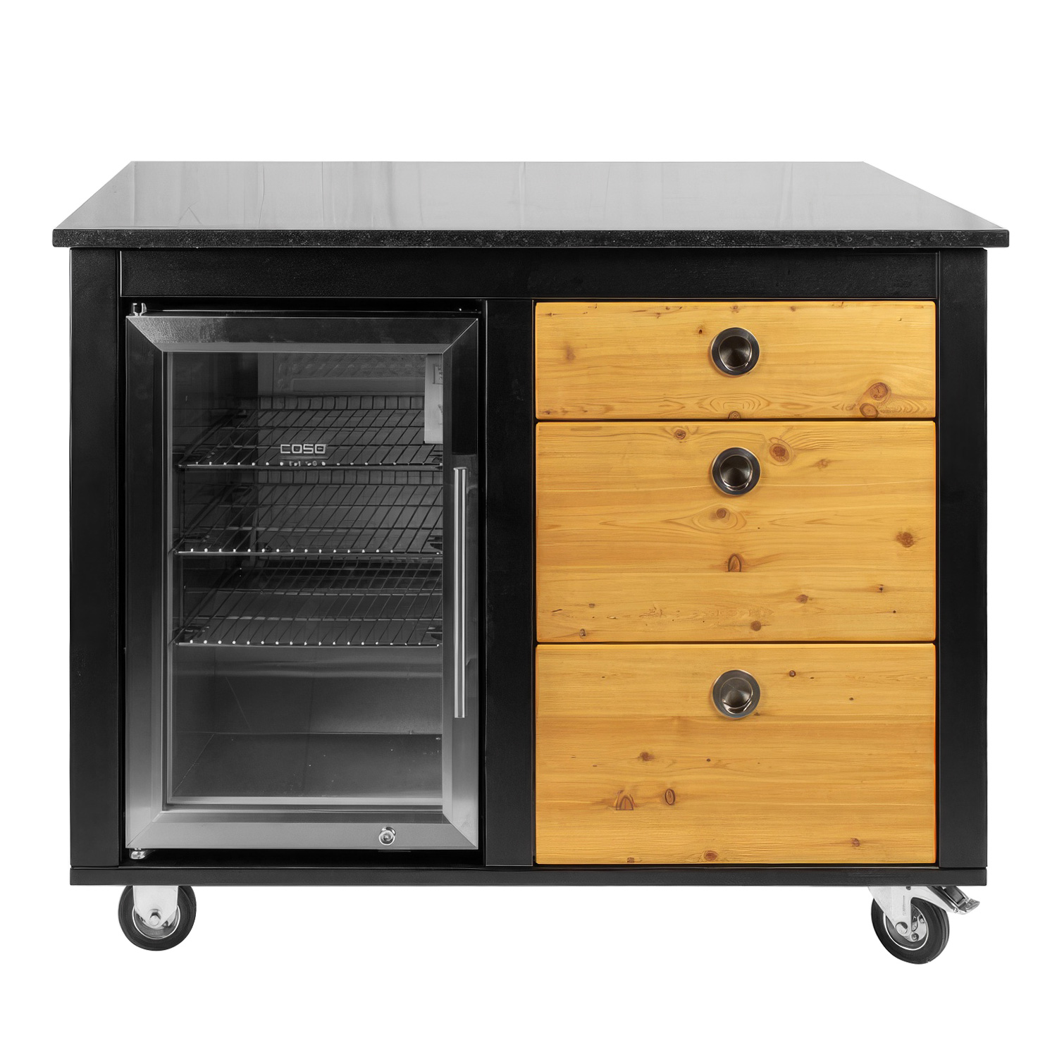 Der Merklinger Outdoormodul Maria Kühlschrank links