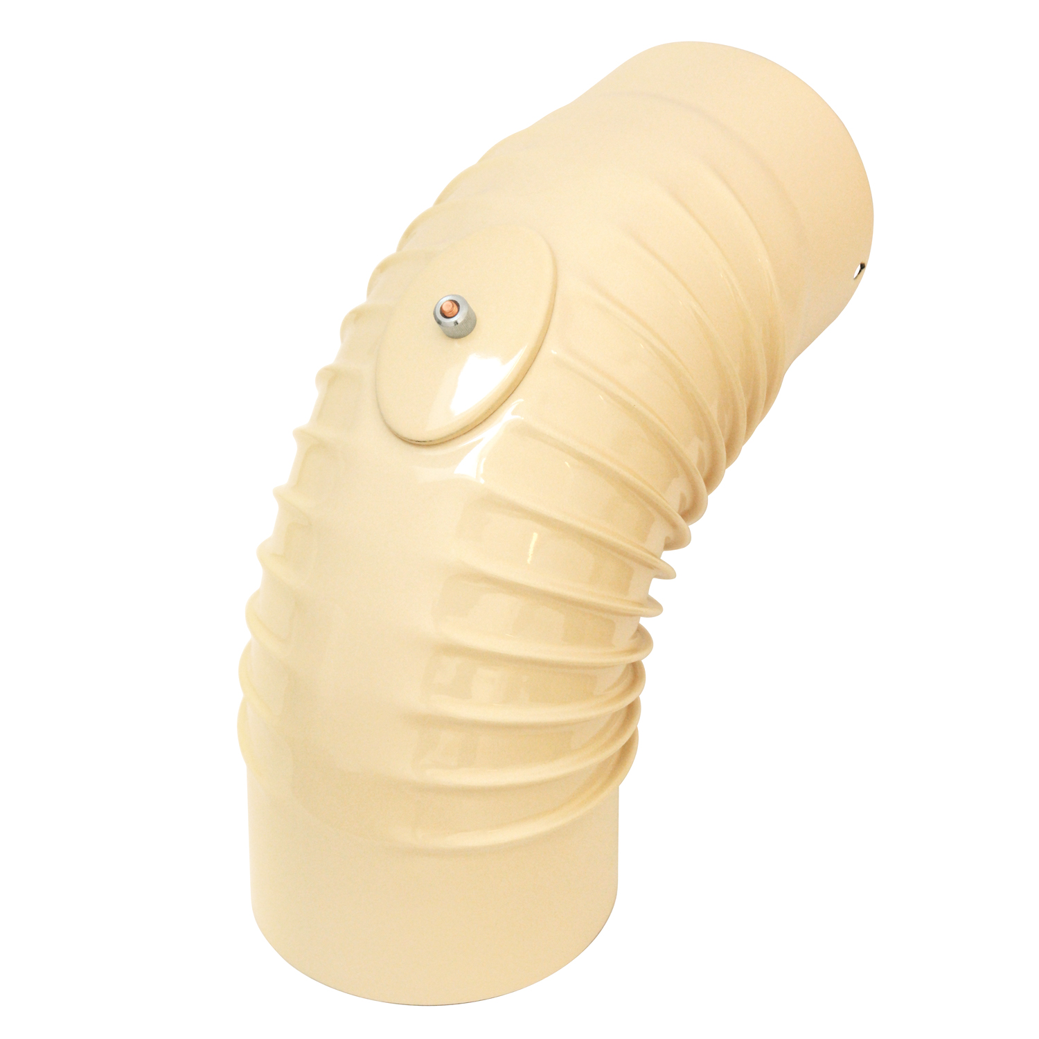 Coude de conduit de fumée / Coude de tuyau de poêle émaillé 150 mm - Coude à 90° nervuré ivoire avec ouverture de nettoyage