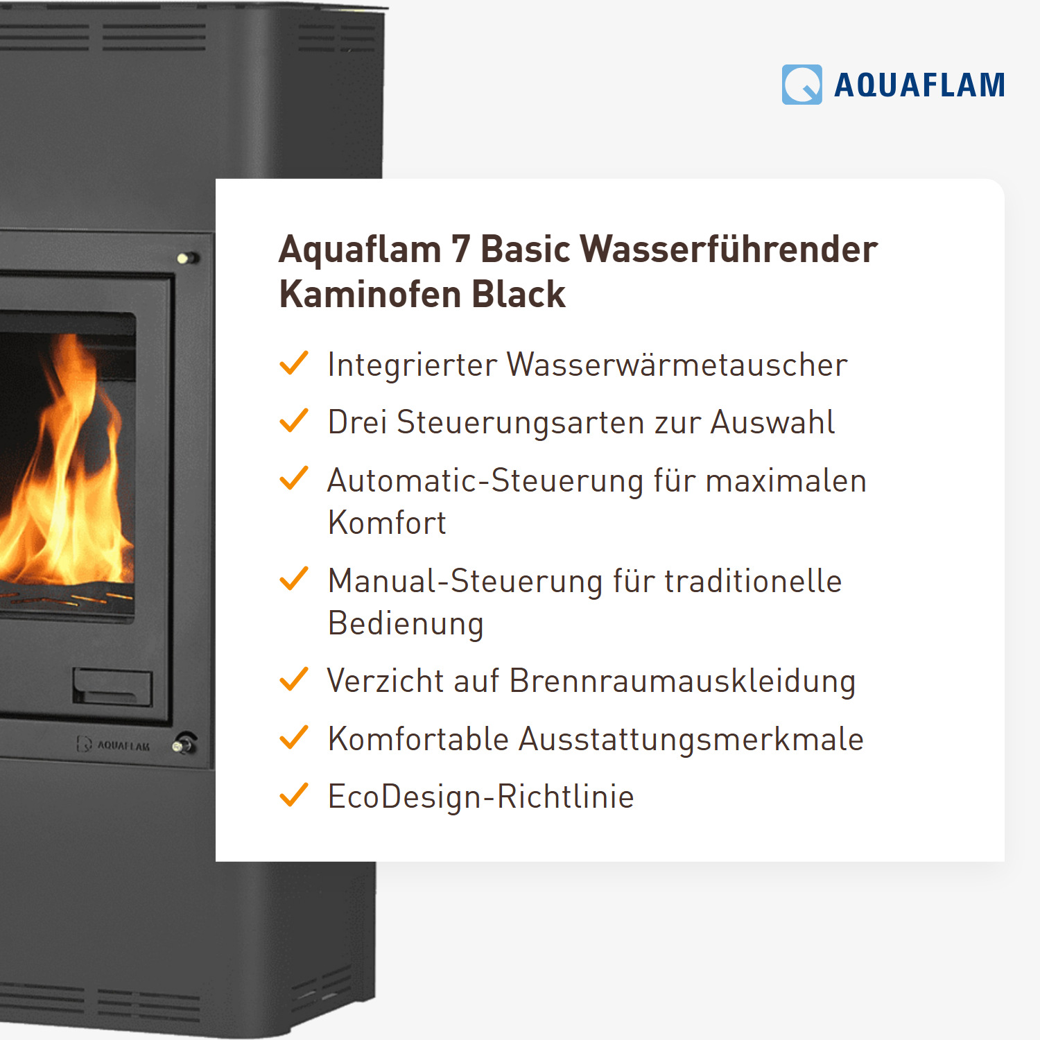 Aquaflam 7 Basic Wasserführender Kaminofen Black