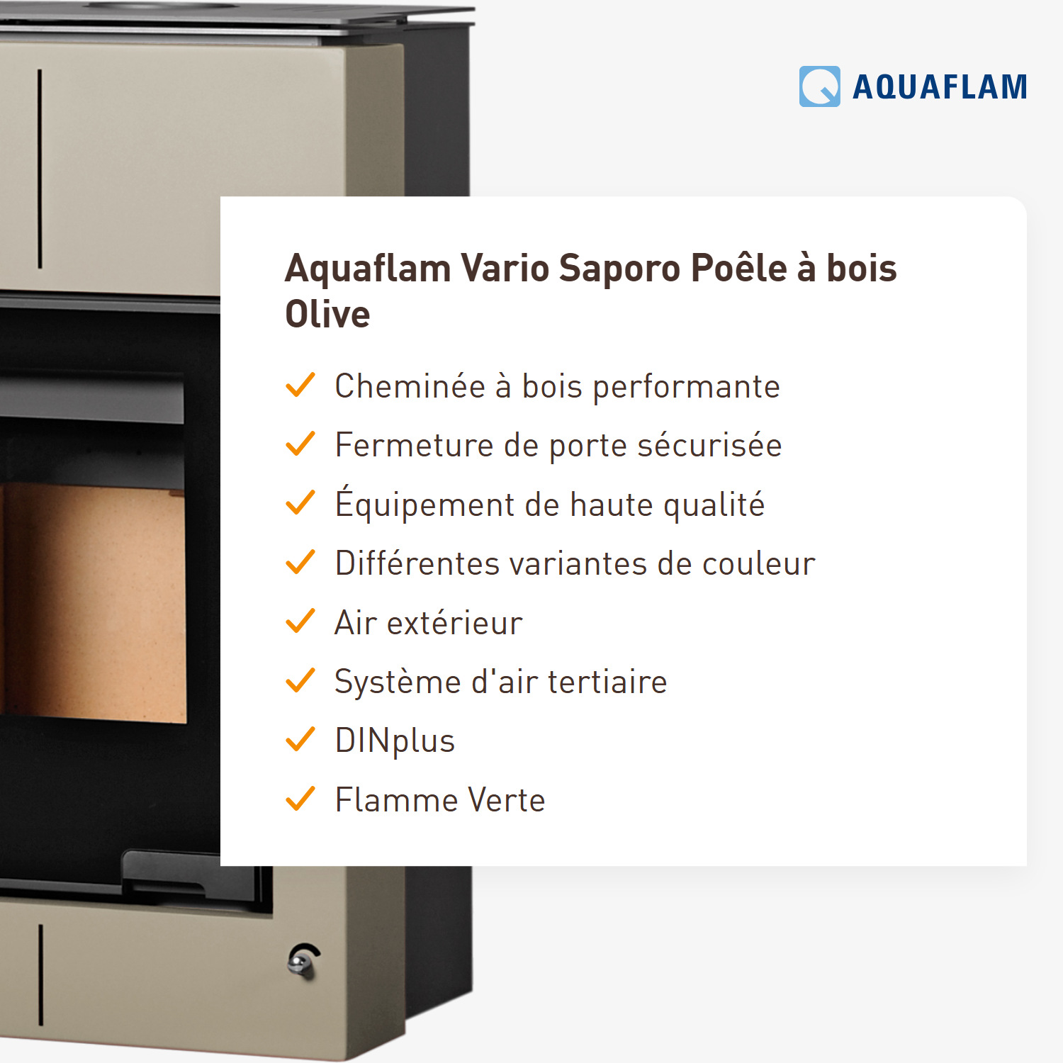 Poêle à bois Aquaflam Vario Saporo Olive