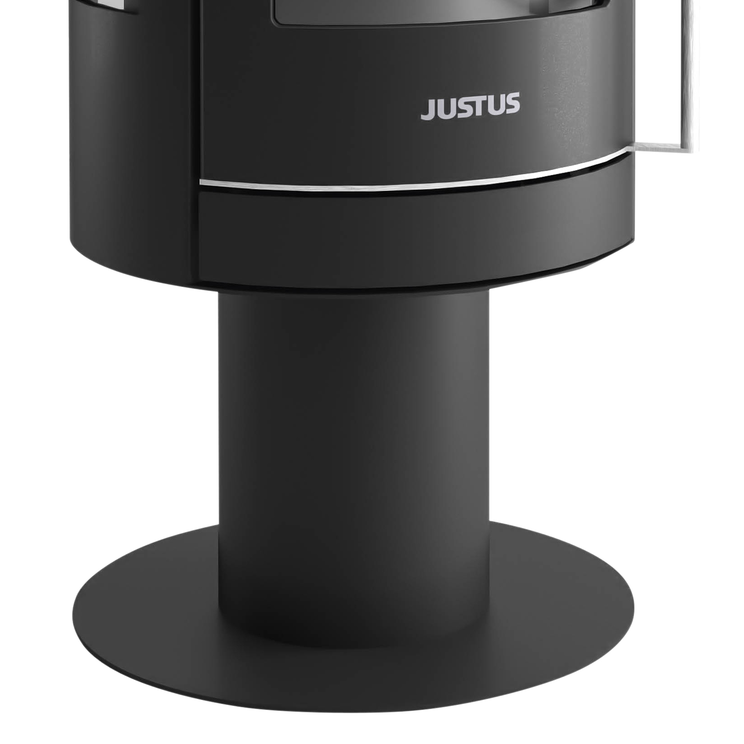 Justus Meva Kaminofen Stahl Schwarz / Topplatte Keramik Bordeauxrot