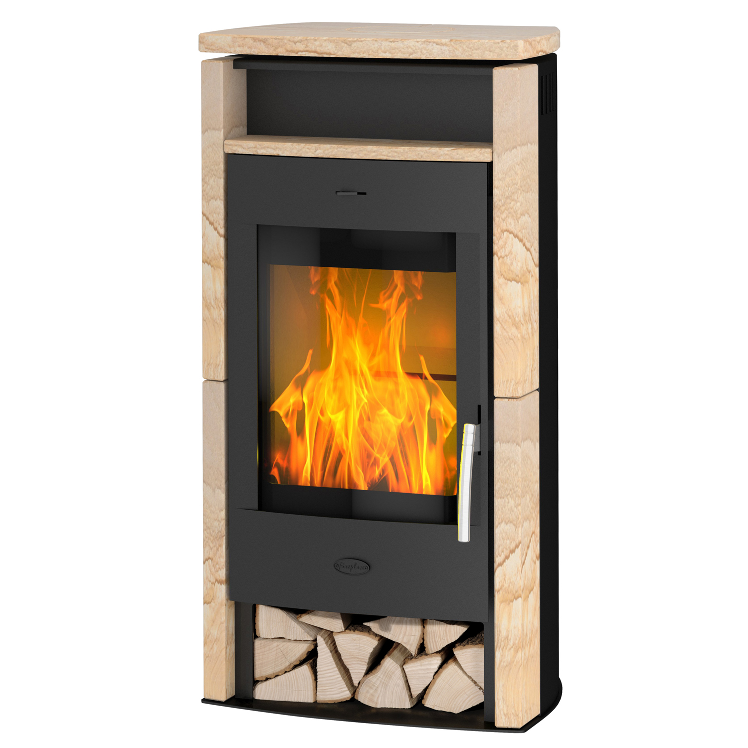 Fireplace Santiago Poêle à bois acier noir | grès