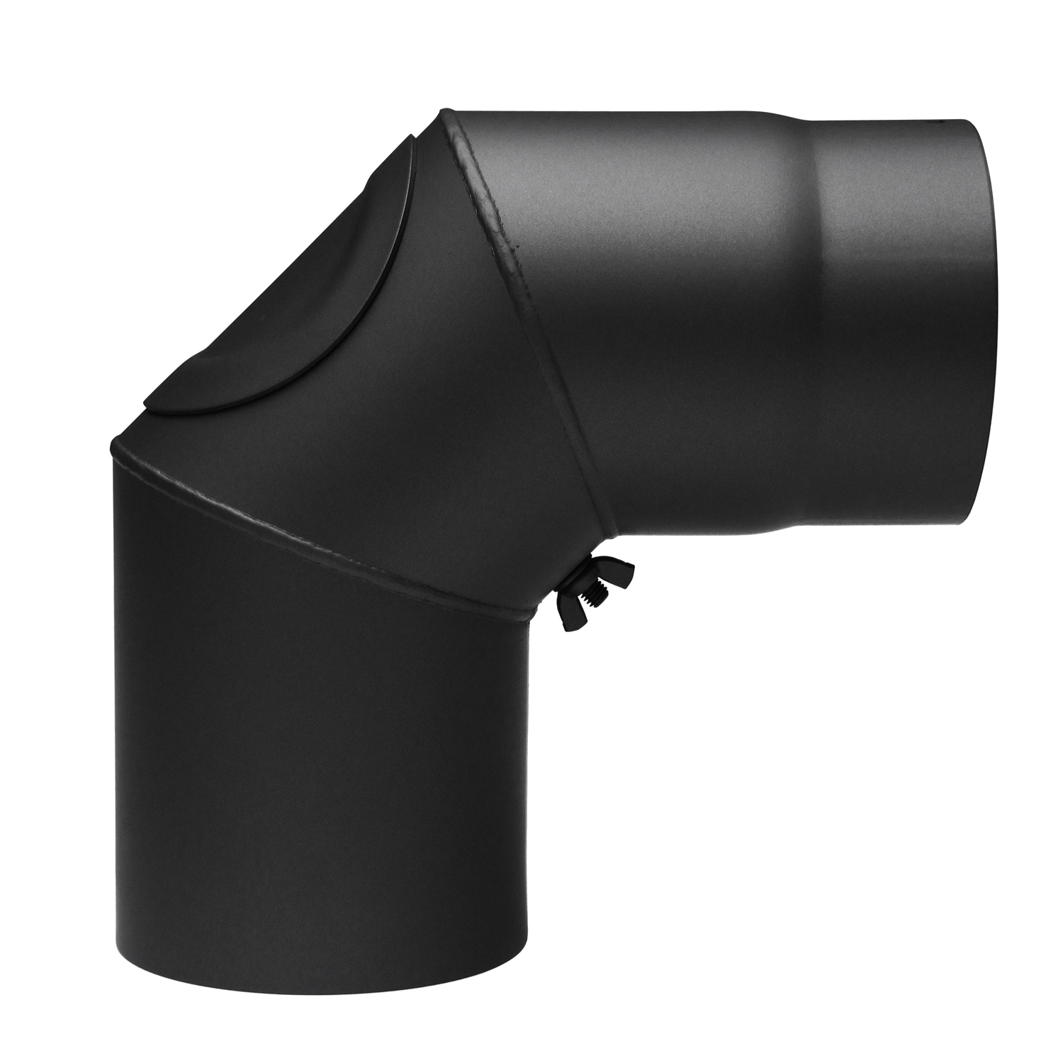 Raik Basic Rauchrohrbogen 150mm schwarz 90° mit Tür für Rauchrohr / Ofenrohr