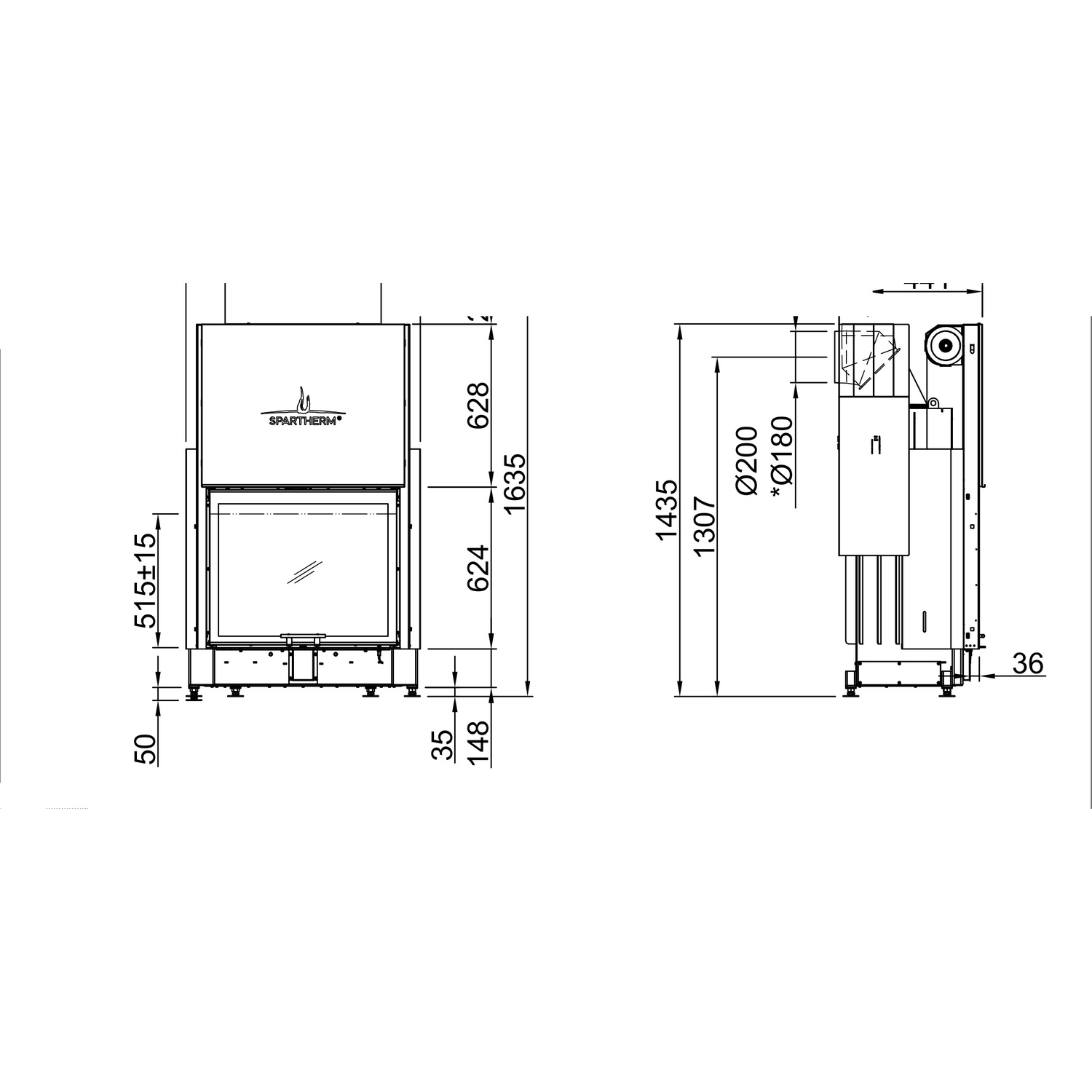 Spartherm Varia Sh Kamineinsatz 200 mm RR