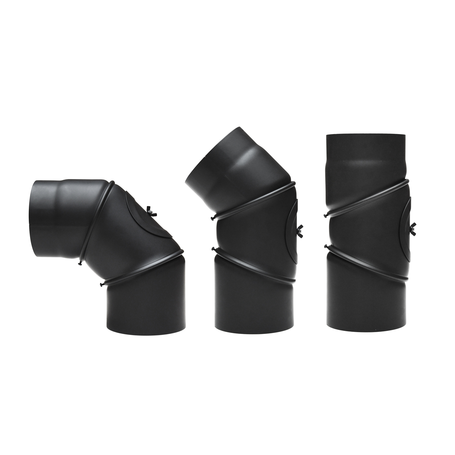 Raik Basic Rauchrohrbogen 200mm schwarz 0–90° mit Tür für Rauchrohr / Ofenrohr