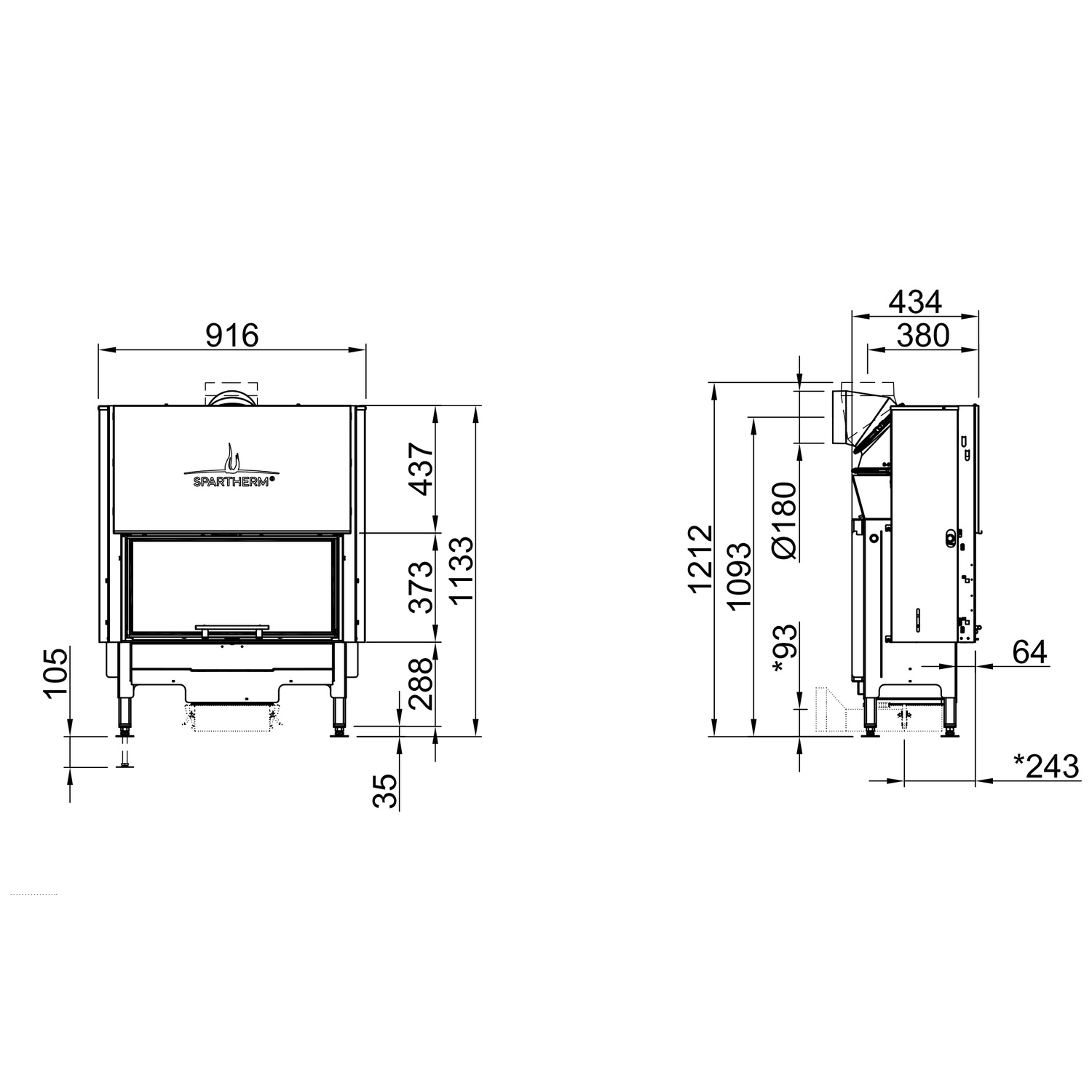 Spartherm Varia ASh Kamineinsatz 180 mm RR