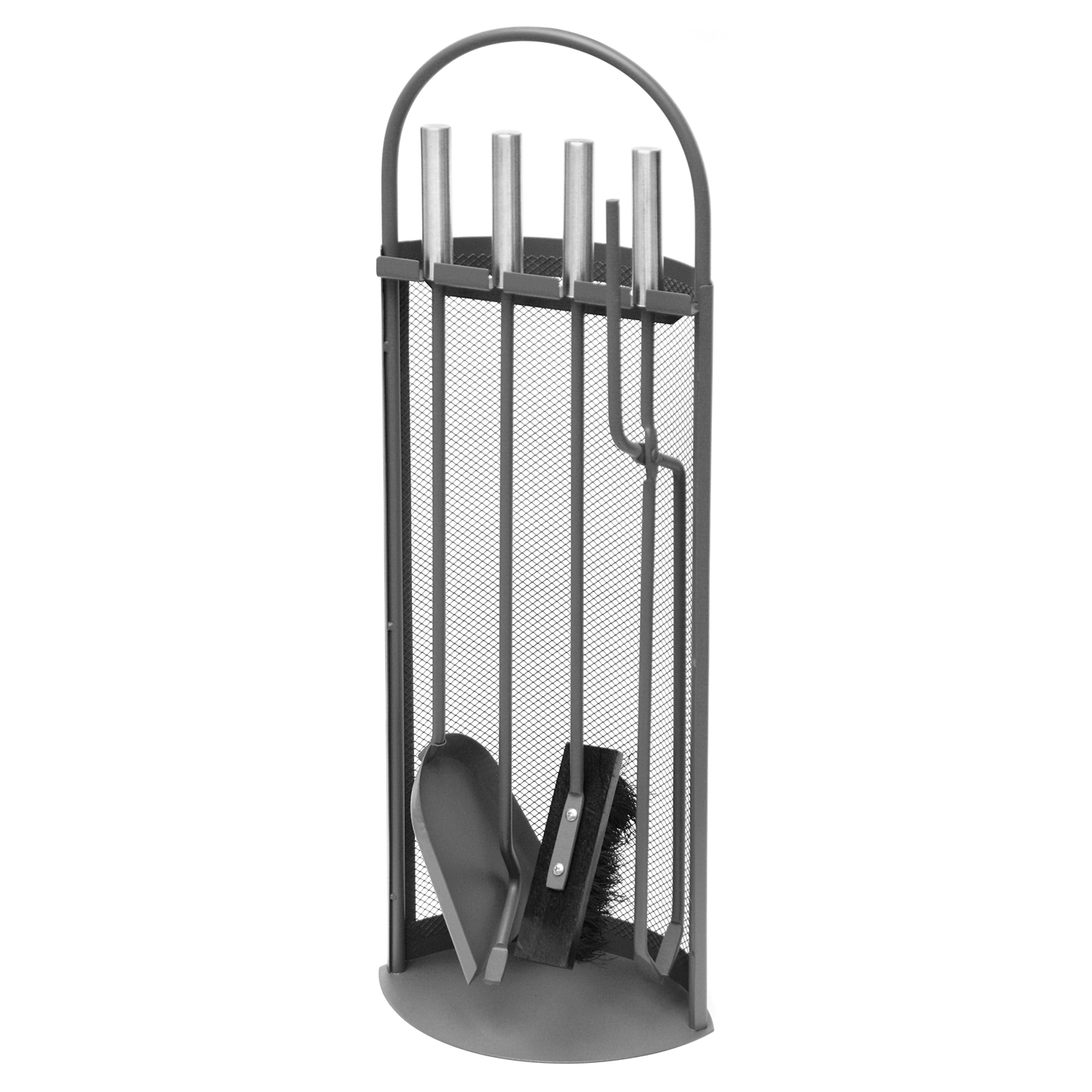 Ensemble d'accessoires pour cheminée Raik Arthur, 4 pièces, anthracite, poignées en acier inoxydable, 66 cm