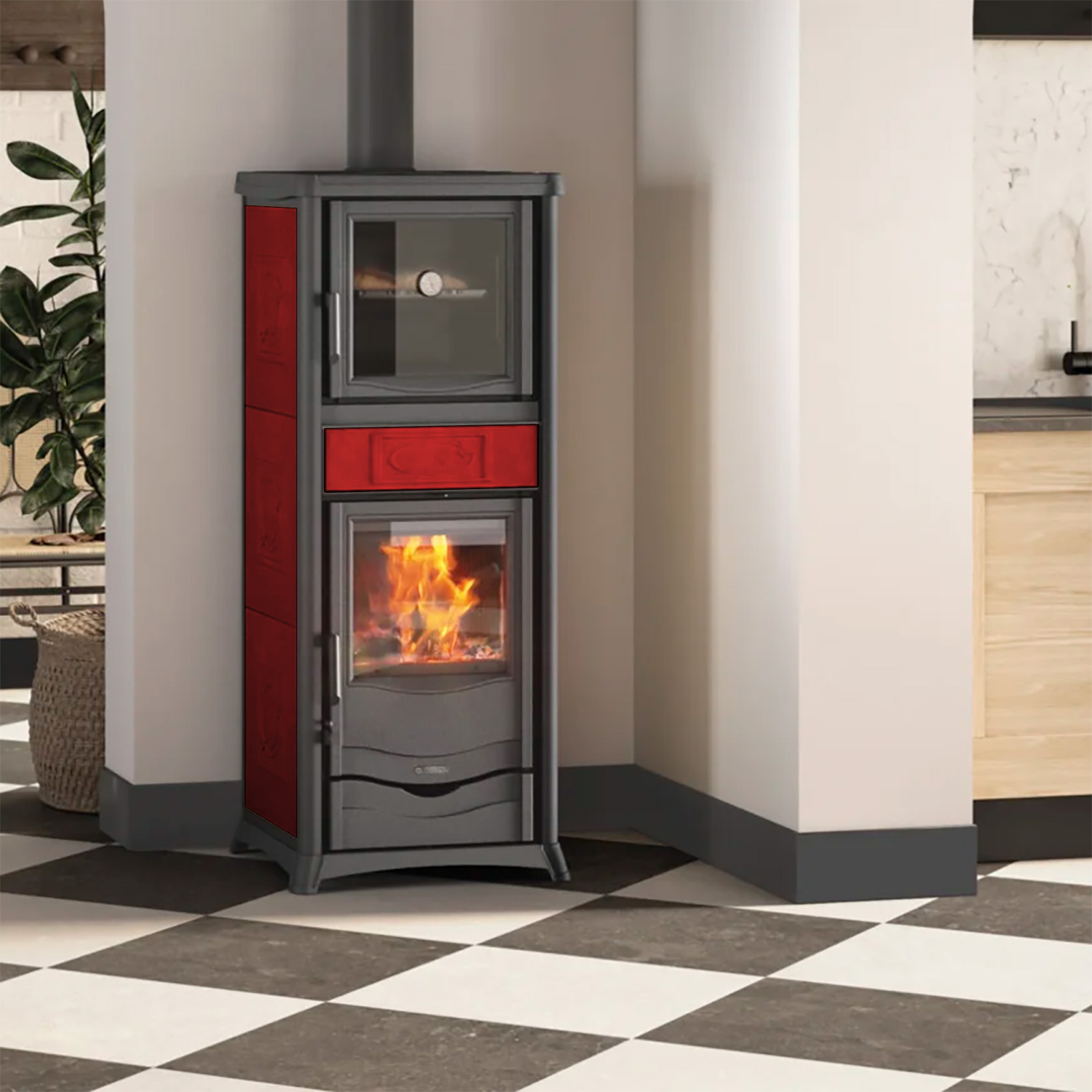 La Nordica Rossella Plus Forno 165, Kaminofen, Liberty Bordeaux