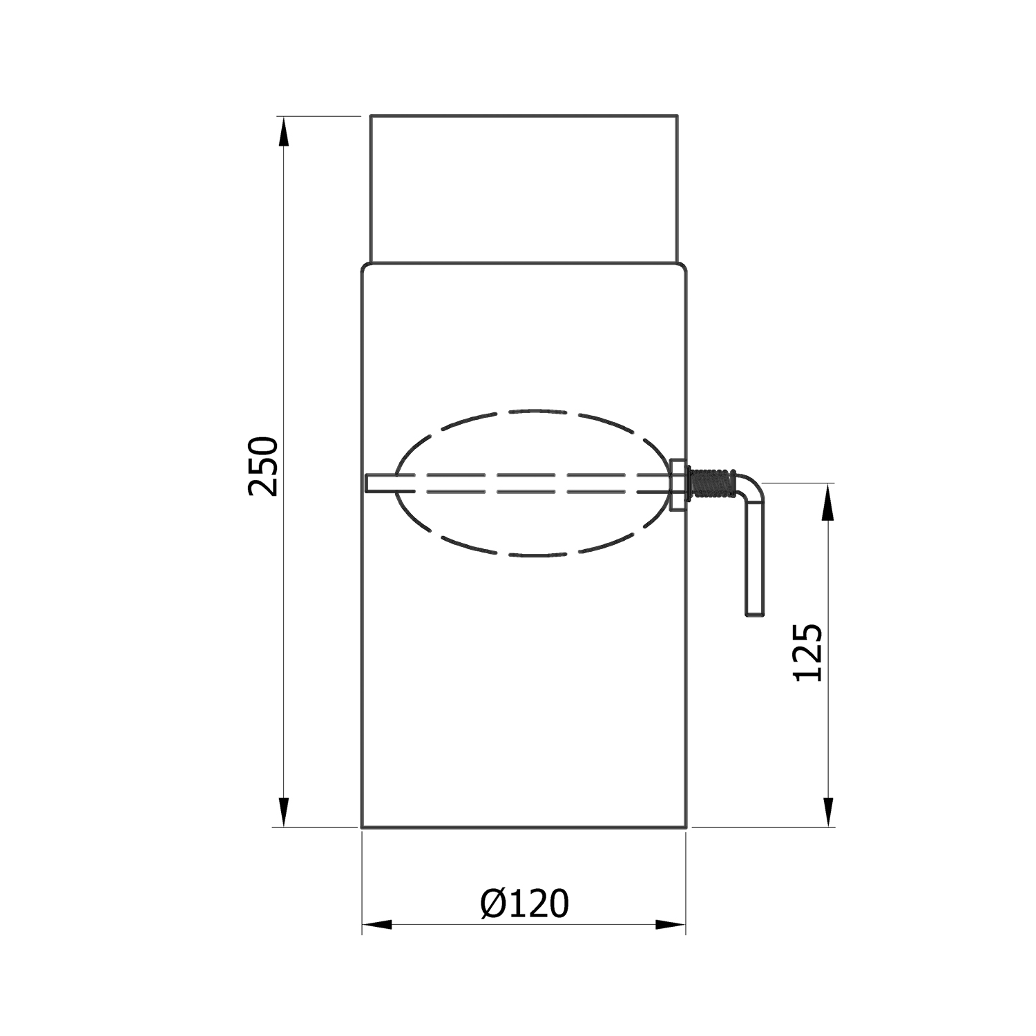Raik Basic Zugregulierung 120mm schwarz L: 250mm für Rauchrohr / Ofenrohr