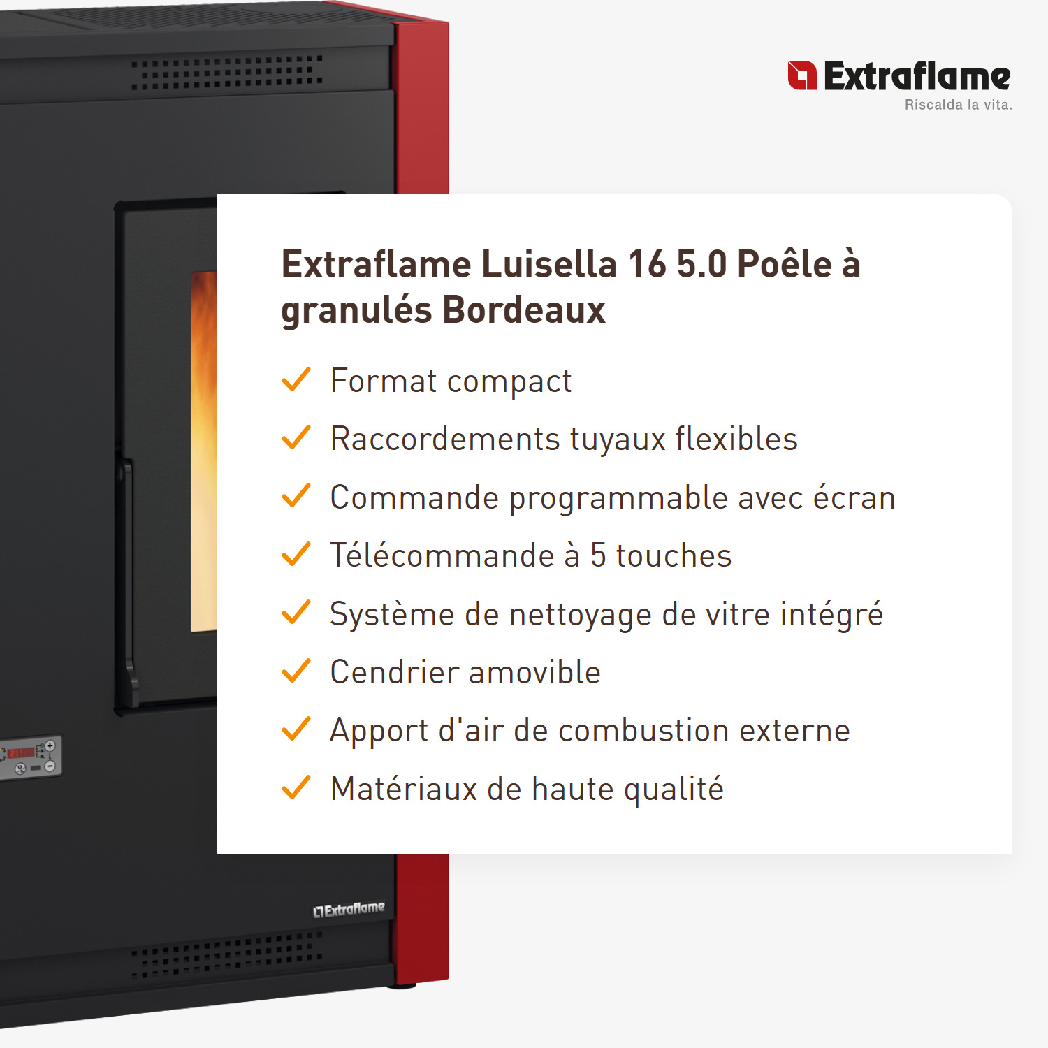 Extraflame Luisella 16 5.0 poêle à granulés Bordeaux
