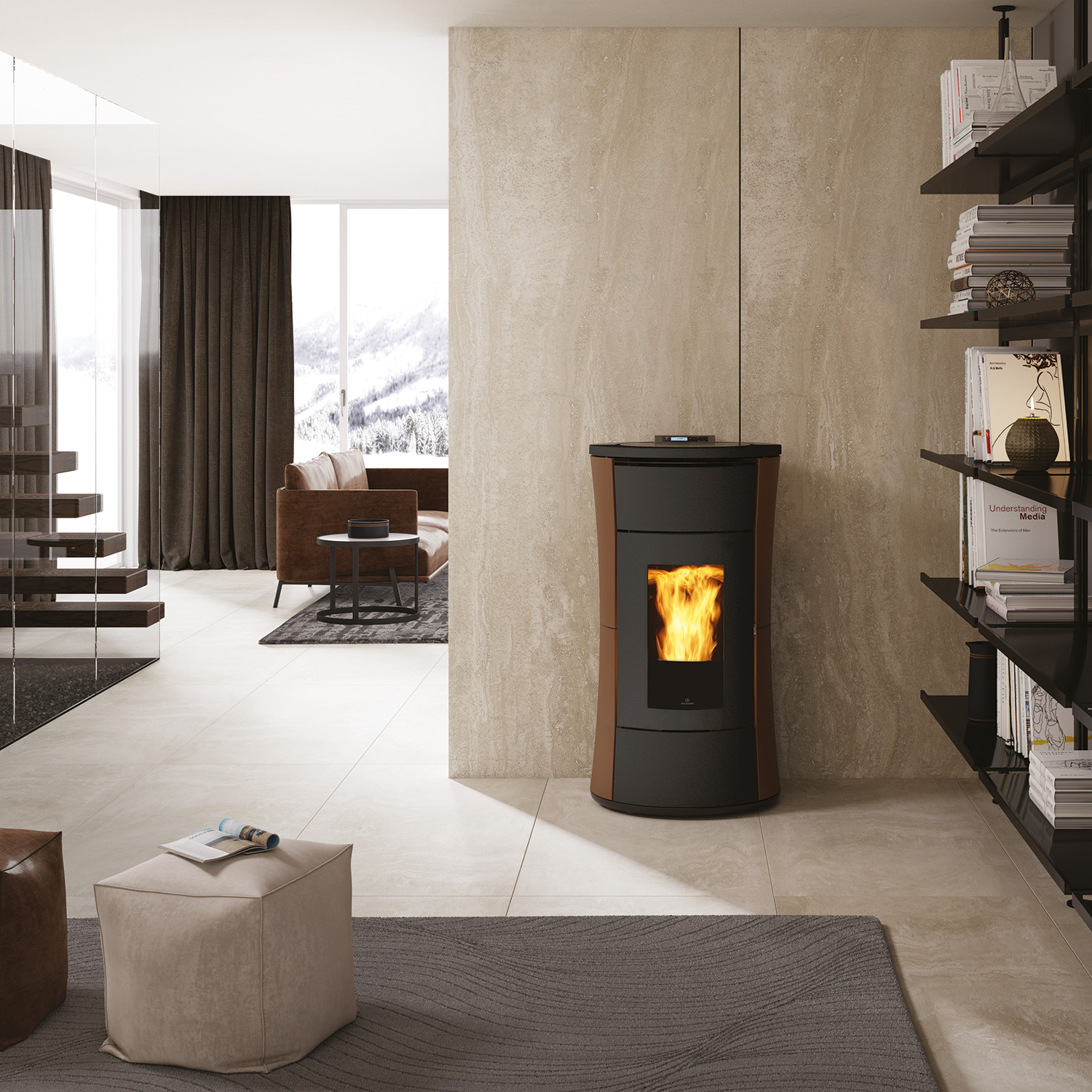 Edilkamin Cherie H 14 Evo poêle à granulés hydro acier bronze