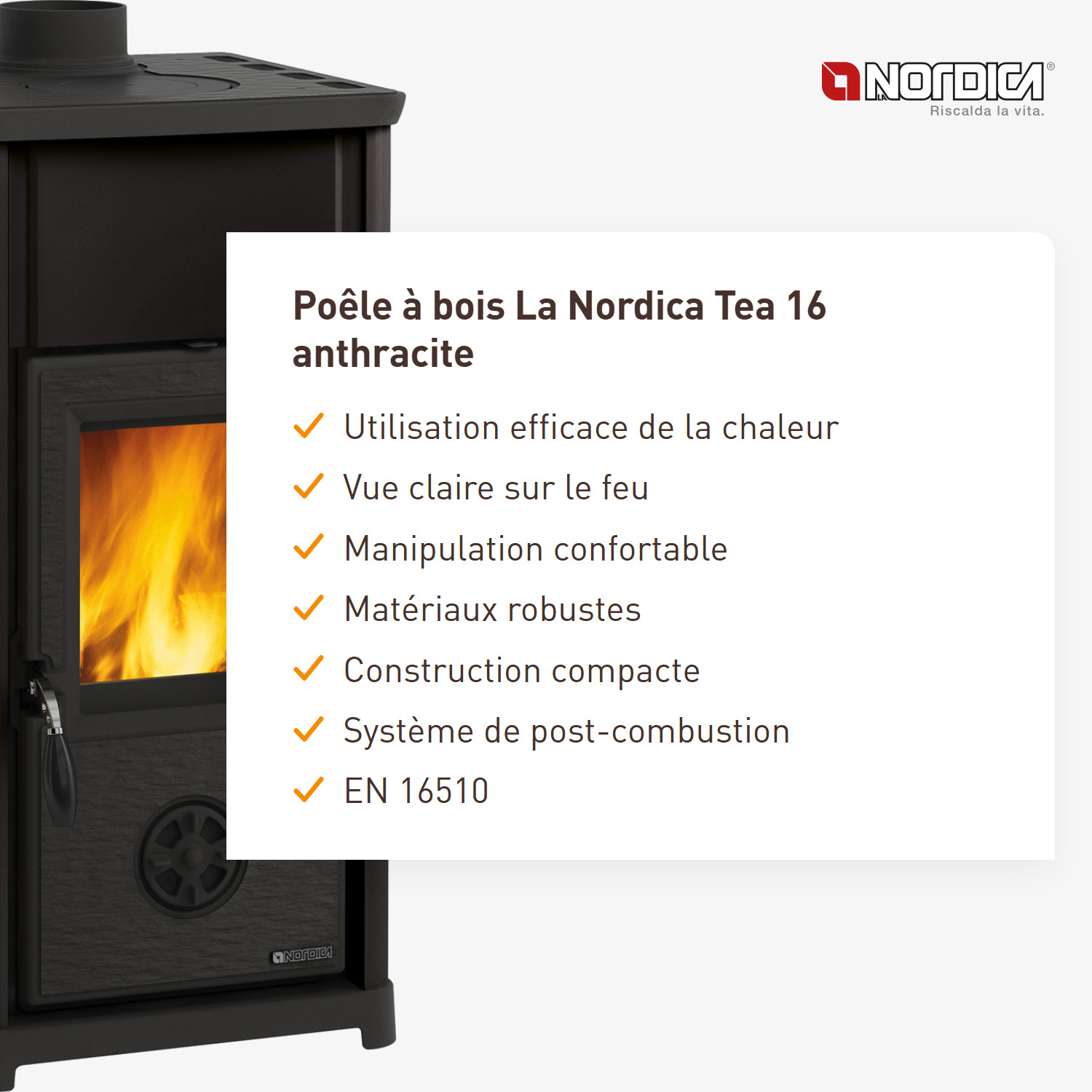 La Nordica Tea 16 poêle à bois anthracite