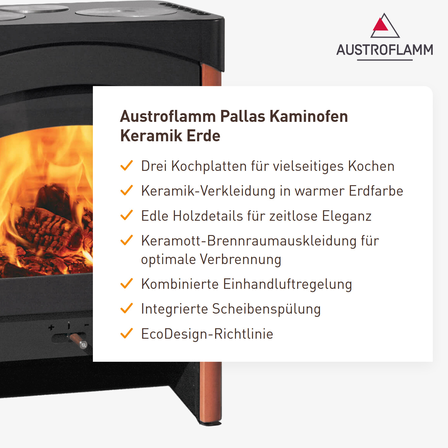 Austroflamm Pallas Kaminofen Keramik Erde
