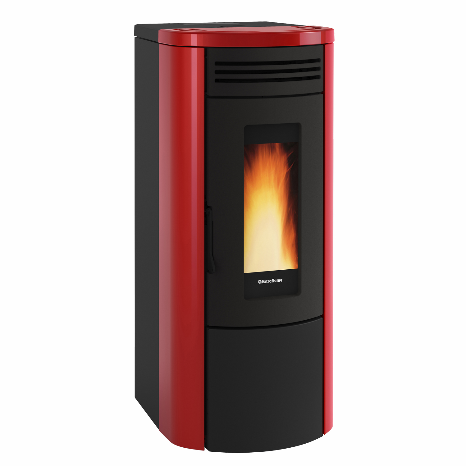 Extraflame COSTANZA IDRO 5.0 wasserführender Pelletofen bordeaux - THKE 600 Kombi-Speicher montiert silber 1x WT -Heizungsausdehnungsgefäß 80 L