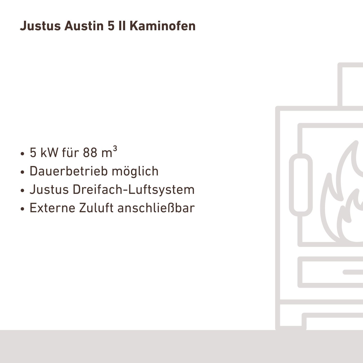 Justus Austin 5 II Poêle à bois Acier Noir